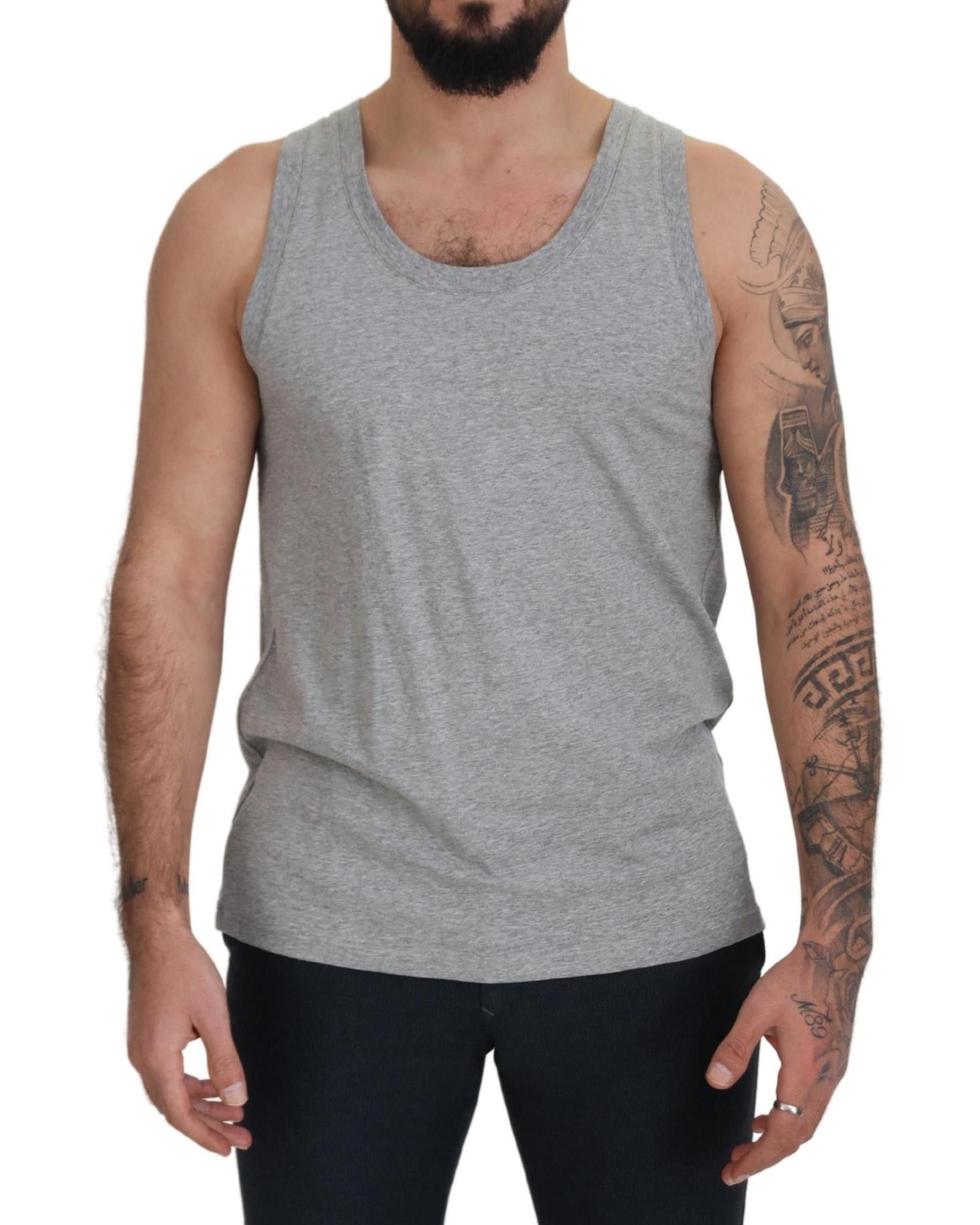 image of Dolce Gabbana Sleeveless Logo Print Underwear T-Shirt in Grey, Men's (Size XL)