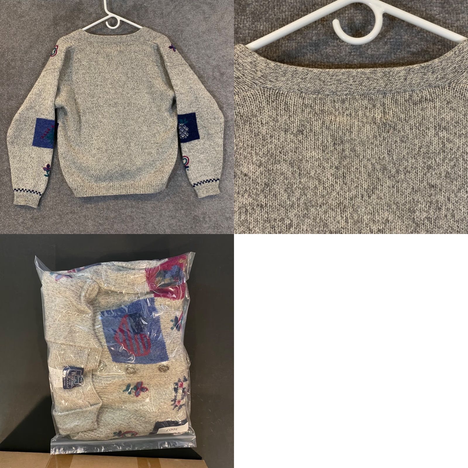 Vintage VINTAGE Woolrich Cardigan Sweater Womens Small Gray Floral Bird Deep V-Neck 90s USA Class IC Knit Lightweight Breathable Size S / US 4 / IT 40 - 8 Thumbnail