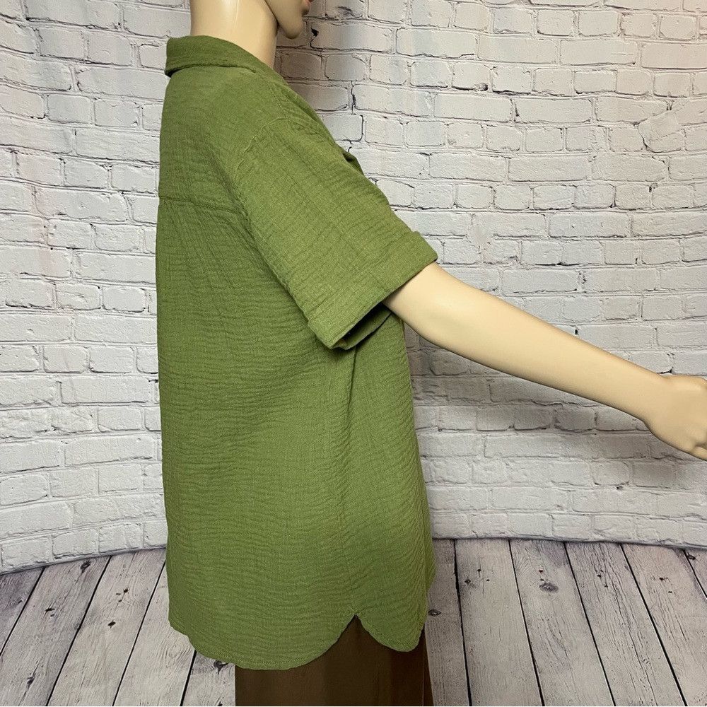 Other NWT New Lola River Brushed Gauze Cotton V-Neck Collared Oli Size M / US 6-8 / IT 42-44 - 3 Thumbnail
