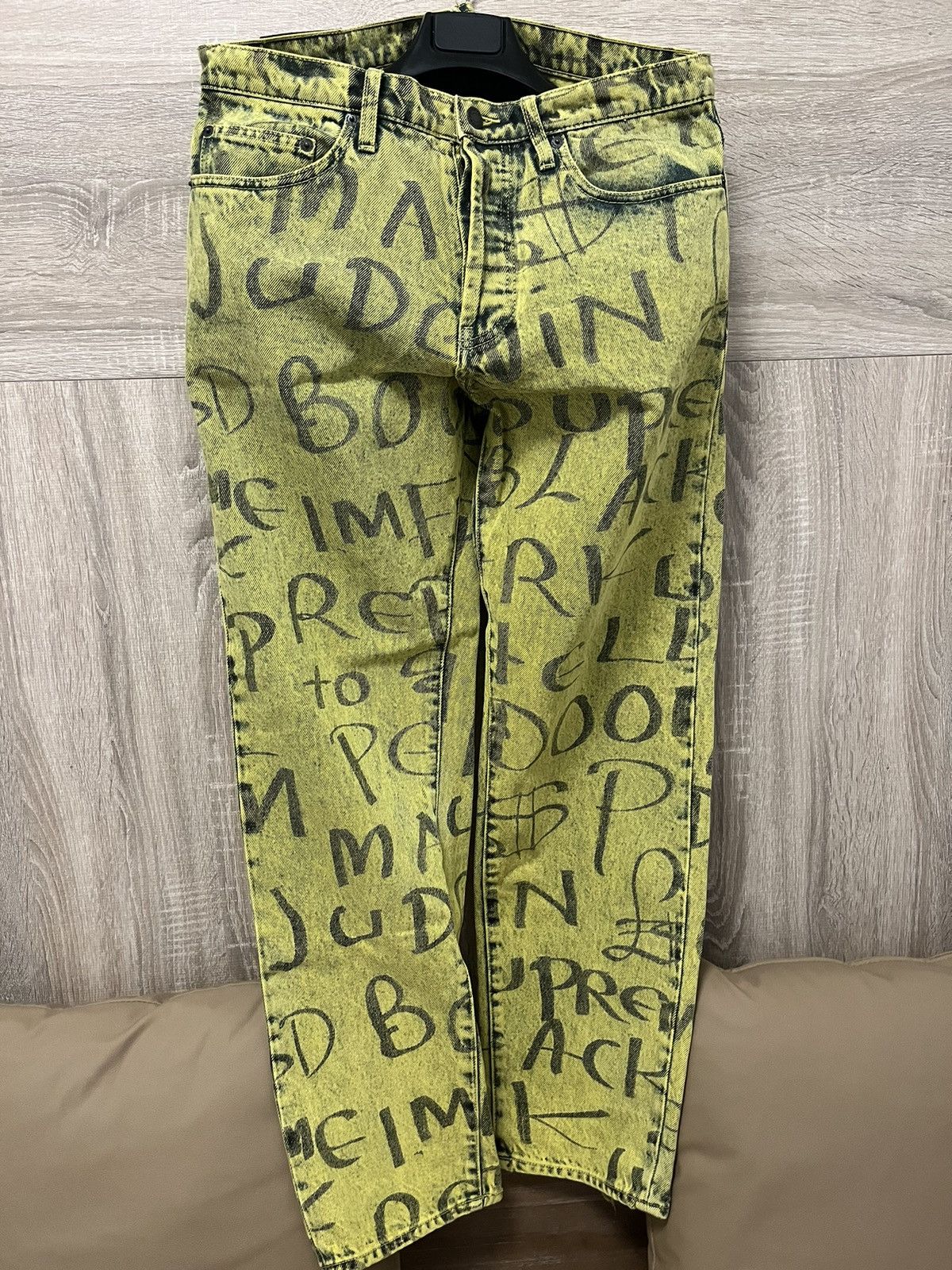 Supreme supreme graffiti ark denim jeans in yellow | Grailed Supreme supreme graffiti ark denim jeans in yellow | Grailed