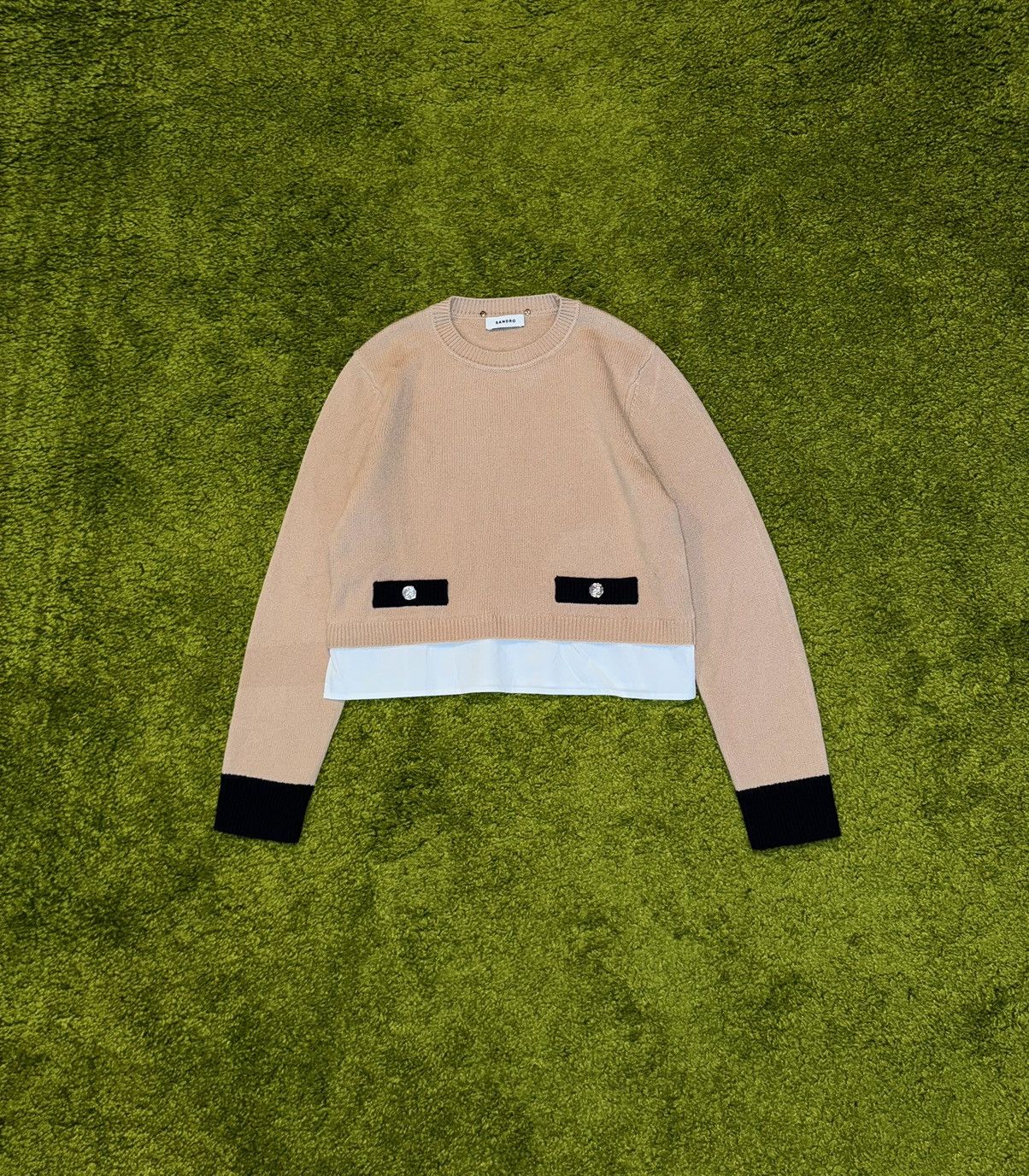 Designer × Sandro Sandro Paris oldmoney style wool + cashmere blend sweater Size M / US 6-8 / IT 42-44 - 1 Thumbnail