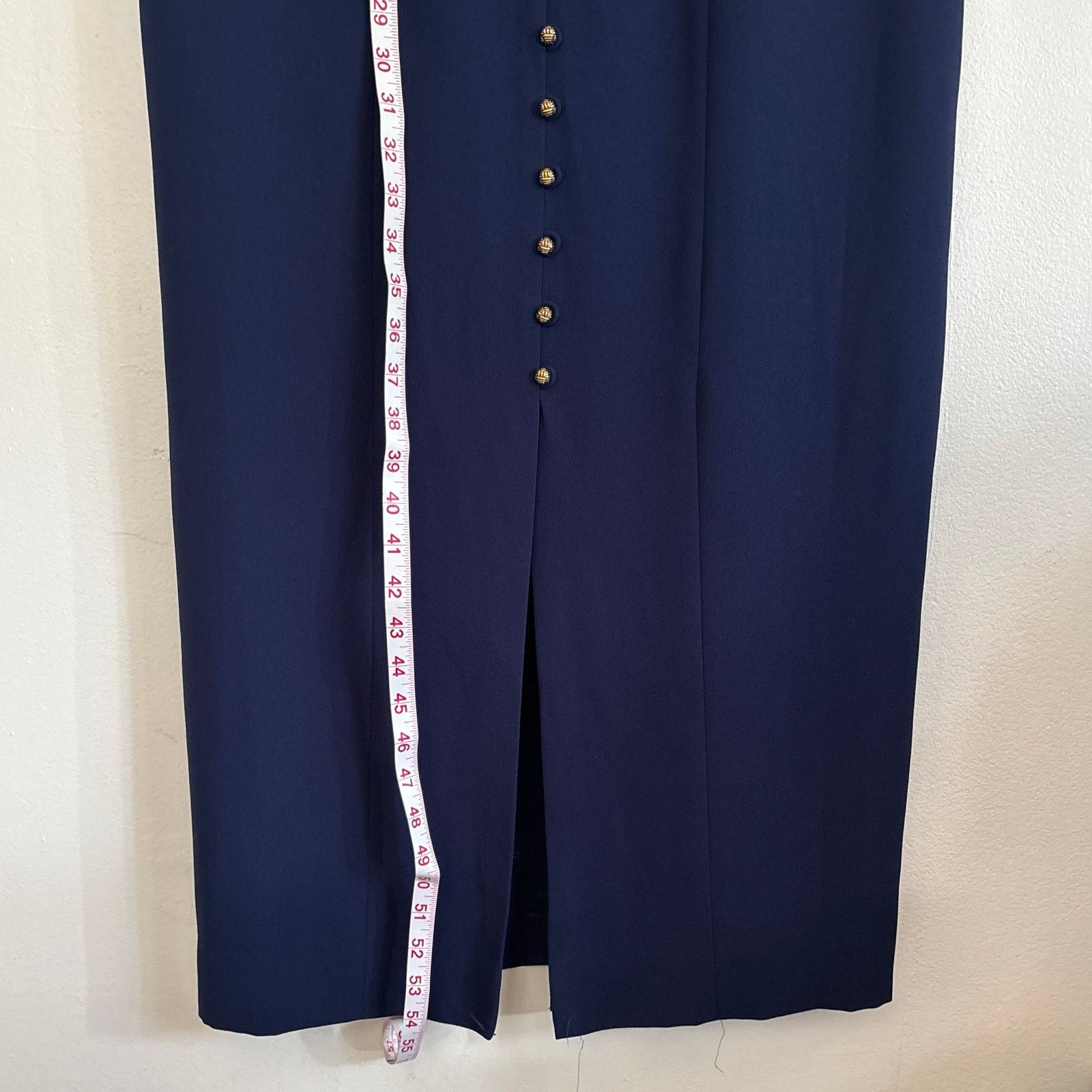 Liz Claiborne Liz Claiborne Blue Mandarin Collar Midi Dress Gold Buttons Size XL / US 12-14 / IT 48-50 - 4 Thumbnail