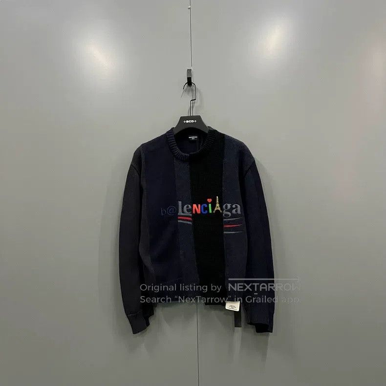 Balenciaga Balenciaga Letter Logo Asymmetrical Long Sleeve Sweater Size US S / EU 44-46 / 1 - 1 Thumbnail
