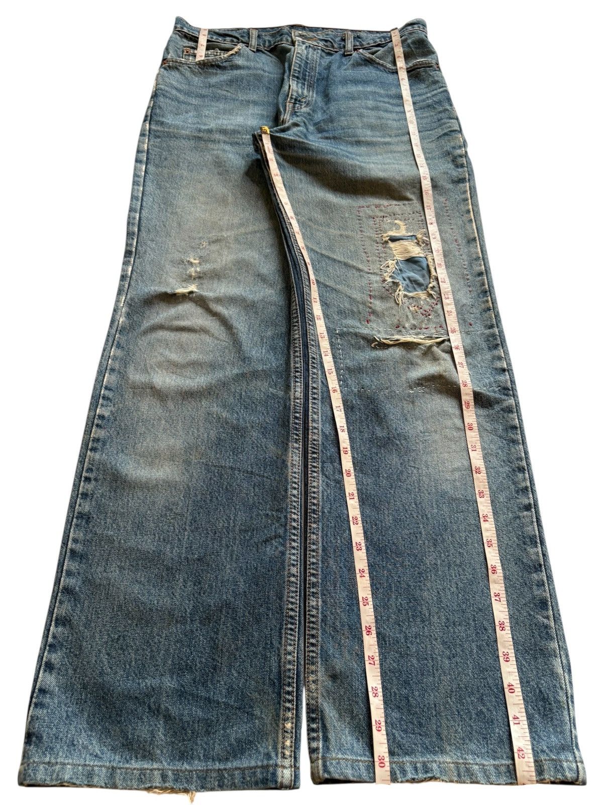 LVC × Levi's × Levi's Vintage Clothing Vintage 90s Levis 505 Orange Tab Patch Distressed Baggy Jean Size US 32 / EU 48 - 14 Thumbnail