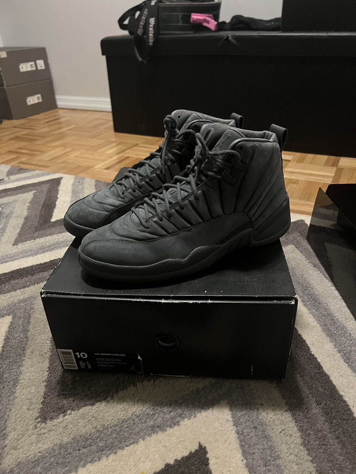 image of Nike Air Jordan 12 Retro X Psny Dark Grey Shoes, Men's (Size 10)