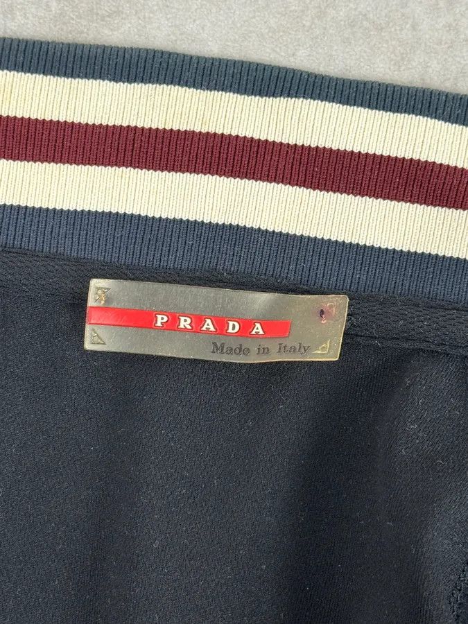 Prada 2000s Prada Black Nylon Striped Collar Track Jacket Size US L / EU 52-54 / 3 - 9 Thumbnail
