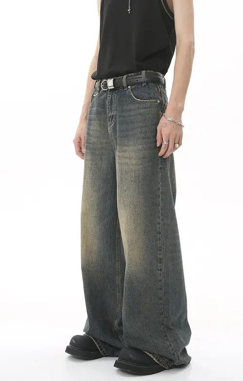Japanese Brand × Jean Vintage washed distressed loose wide-leg jeans Size US 32 / EU 48 - 2 Thumbnail