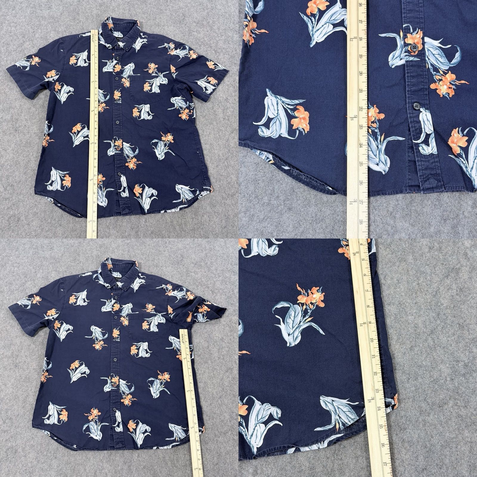 Club Monaco Club Monaco Slim Fit Short Sleeve Floral Button Down Shirt Men's Sz Medium Blue Size US M / EU 48-50 / 2 - 8 Thumbnail