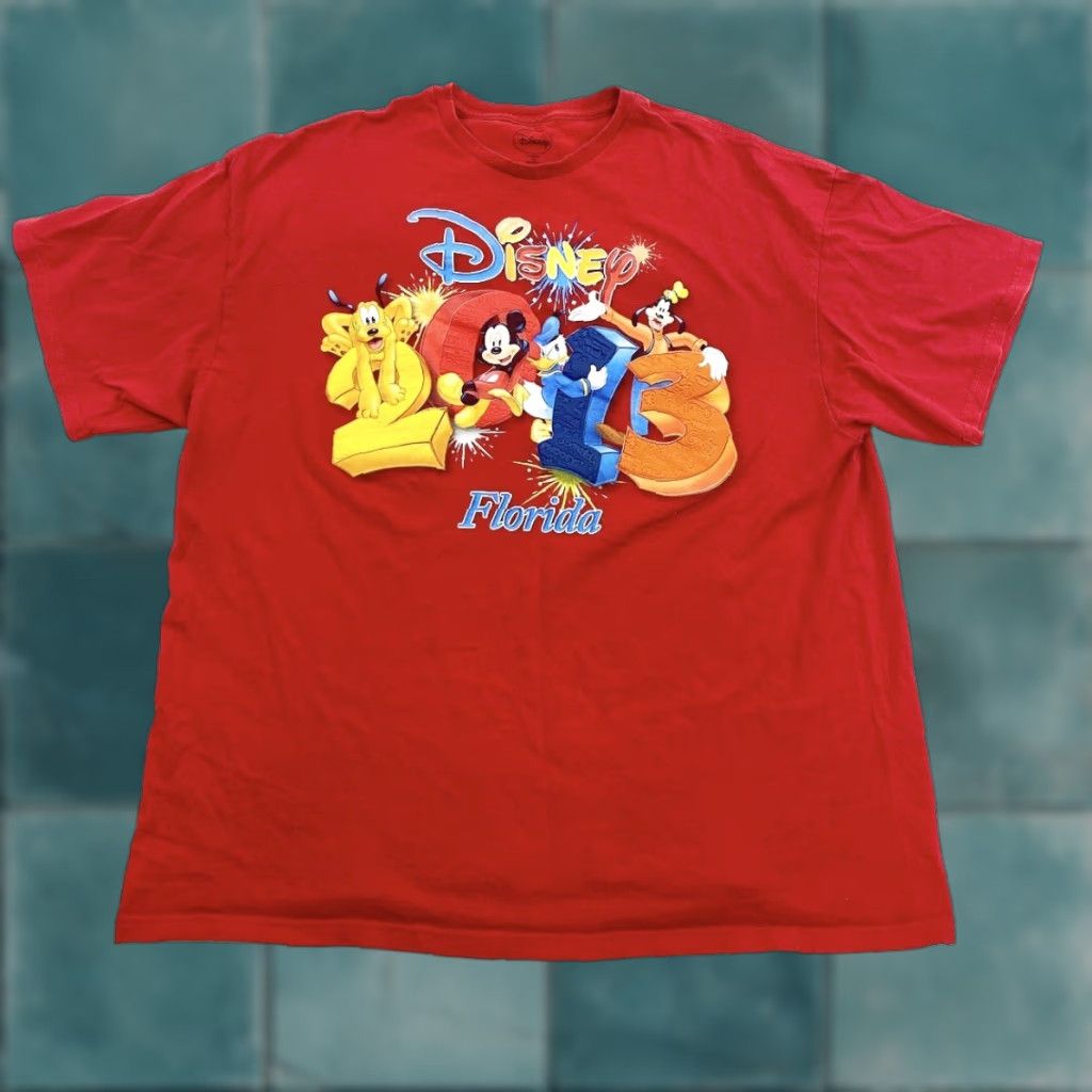 Disney Disney T-Shirt Men’s 2XL Red Florida 2014 Mickey Donald Goofy Pluto Shirt Size US XXL / EU 58 / 5 - 1 Thumbnail