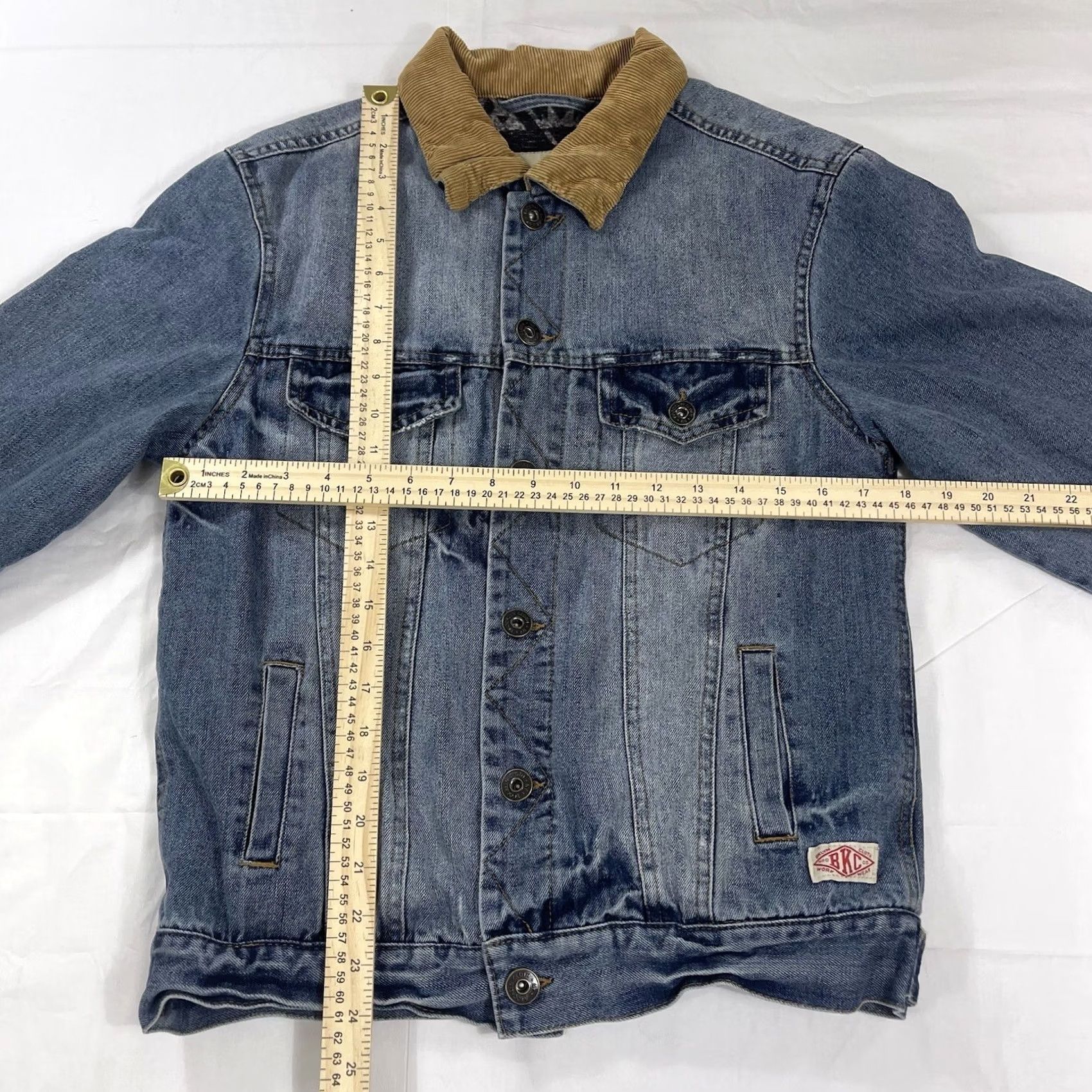 Denime Brooklyn Cloth Denim Jacket Sz S Chore Workwear Denim & Gray Aztec Southwest Lined Pockets Vintage No Mens Womens Size US S / EU 44-46 / 1 - 3 Thumbnail