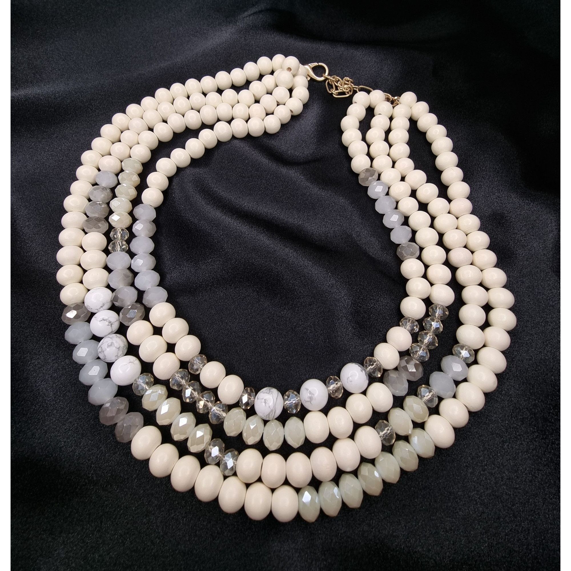 Vintage Susan Graver Multi-Strand Wooden Statement Necklace With Gol Size ONE SIZE - 4 Thumbnail