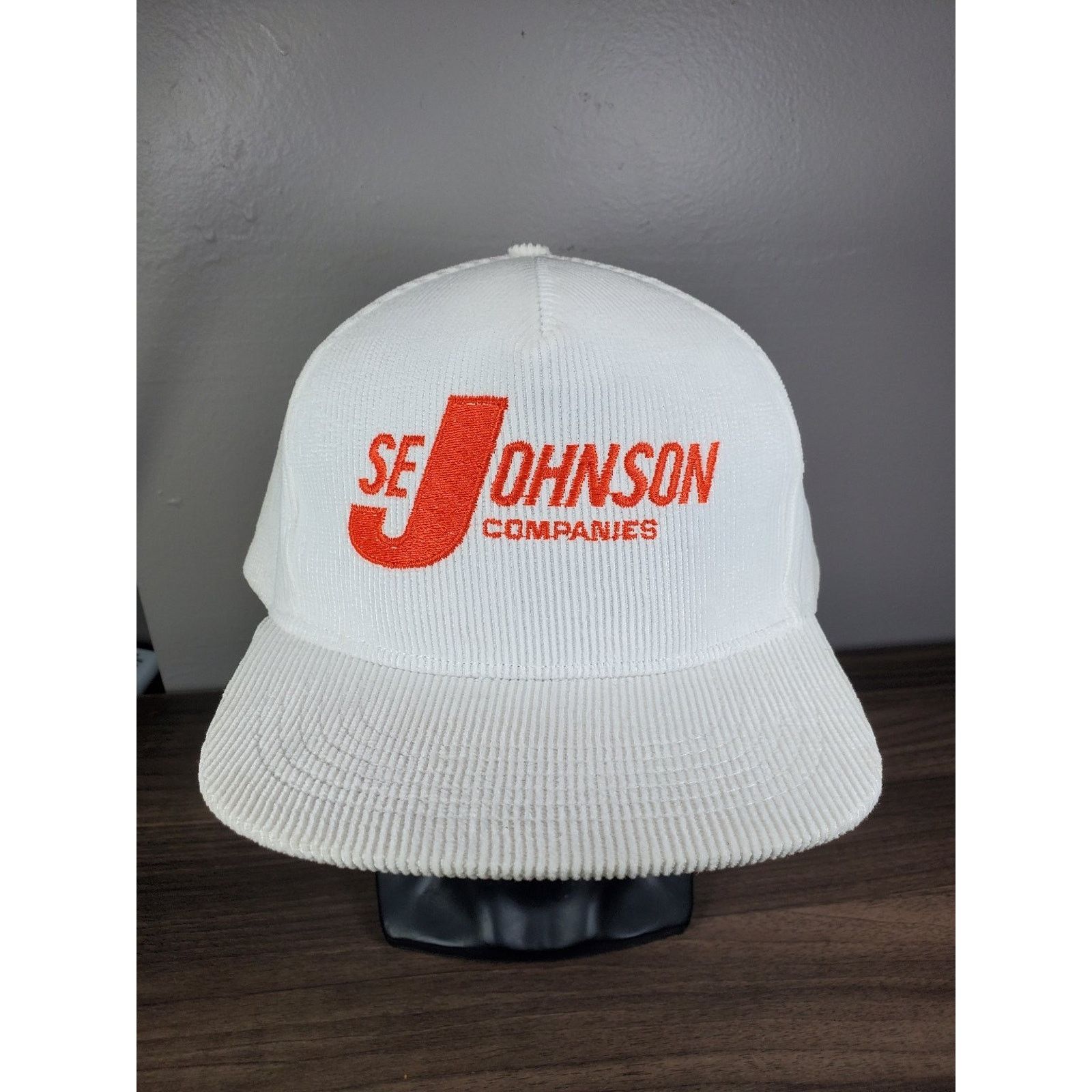 Vintage SE Johnson Companies White Corduroy Trucker Hat Snapback Cap Size ONE SIZE - 1 Thumbnail