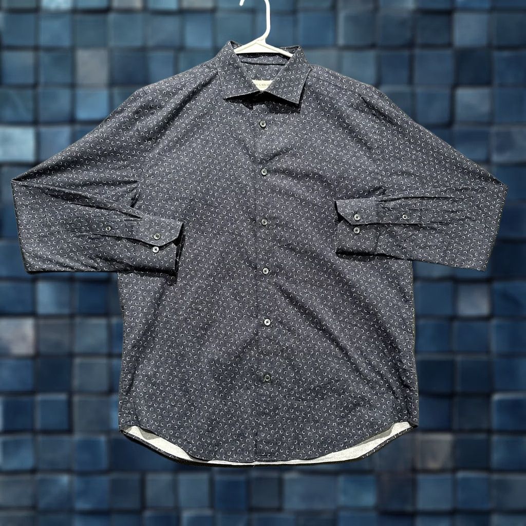 BUGATCHI Bugatchi Shirt Mens Medium Blue Geometric Button Up Shaped Fit Comfort Stretch Size US M / EU 48-50 / 2 - 1 Thumbnail