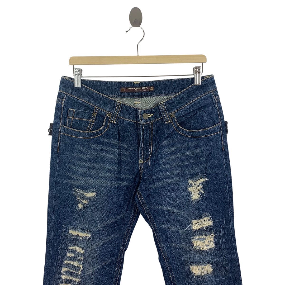 Japanese Brand HERITAGE STONE Distressed blue jeans Size US 34 / EU 50 - 2 Thumbnail