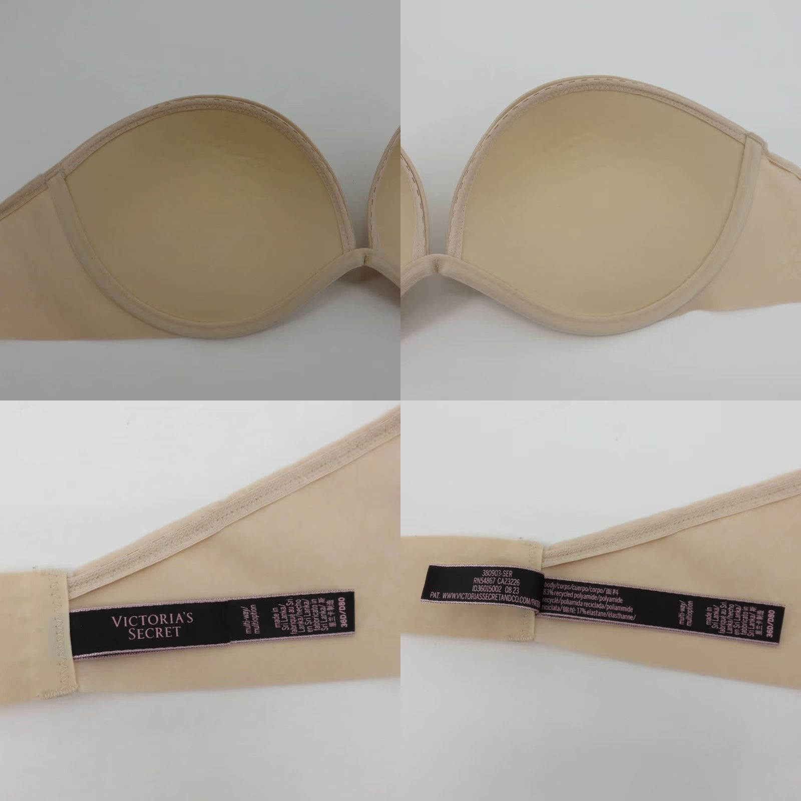 Victoria's Secret Victoria's Secret Bra 36D Balconette Underwire Padded Strapless Beige Women Size ONE SIZE - 8 Thumbnail
