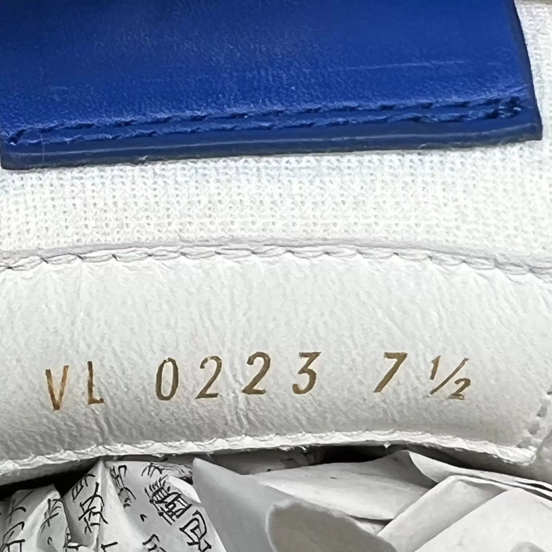 Louis Vuitton LV Trainer White/Blue Embossed 7.5/41.5 LN Box Size US 8.5 / EU 41-42 - 6 Thumbnail