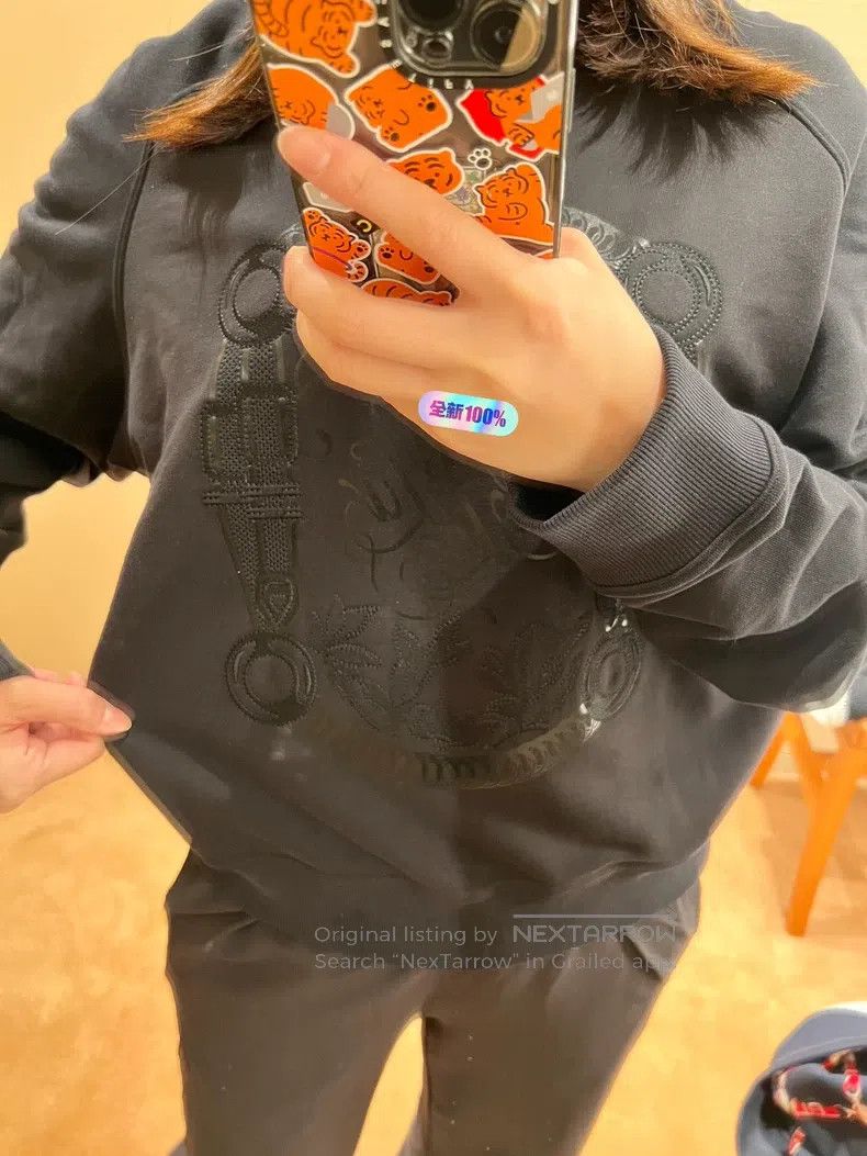 Hermes Hermes All-black embroidered pure cotton sweatshirt Size S / US 4 / IT 40 - 5 Thumbnail