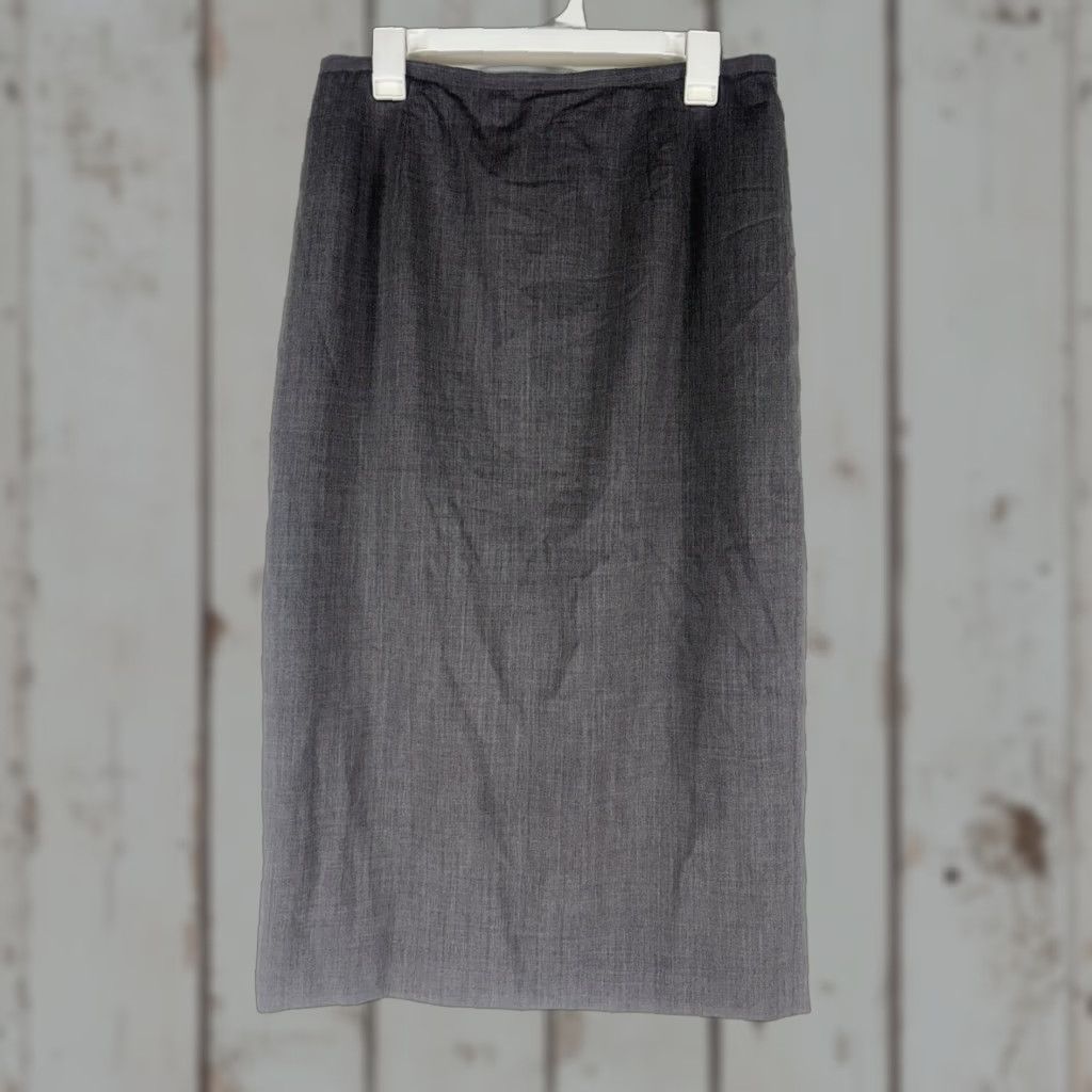 Talbots Talbots Petites Gray 100% Wool Straight Midi Skirt Women's Size 14P Size 36" / US 14 / IT 50 - 1 Thumbnail