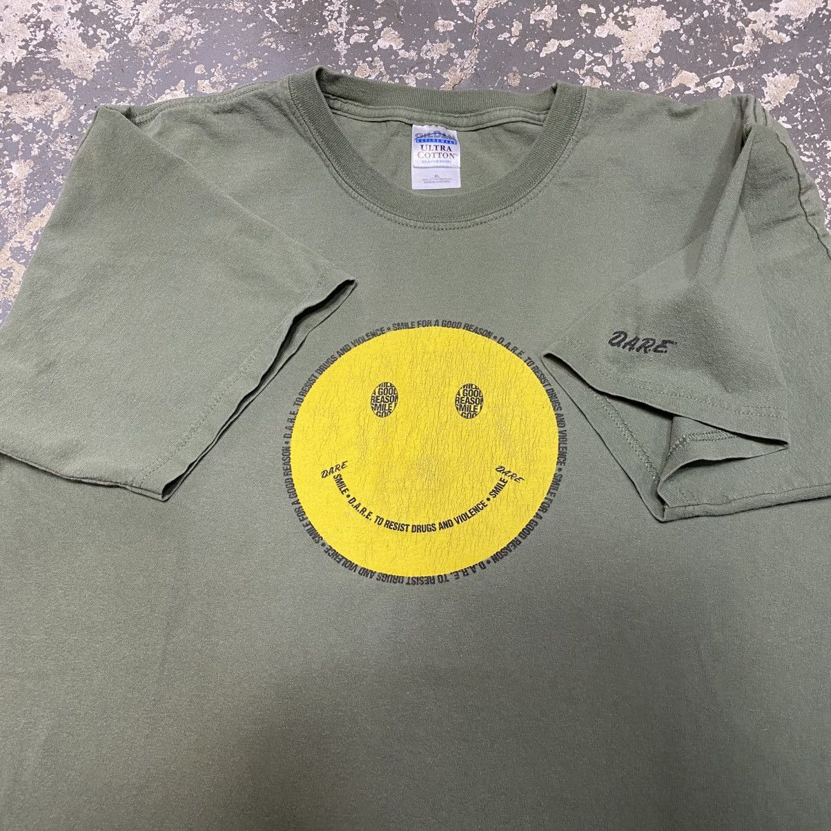 D.A.R.E × Vintage Vintage Dare Smiley Face Green Tshirt Size US XL / EU 56 / 4 - 3 Thumbnail