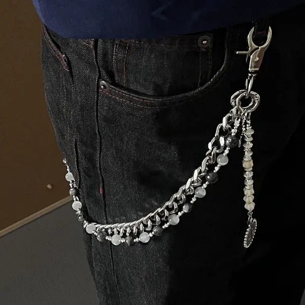 Jewelry Double Layered Gemstone Wallet Chain, Pants Chain Size ONE SIZE - 6 Thumbnail