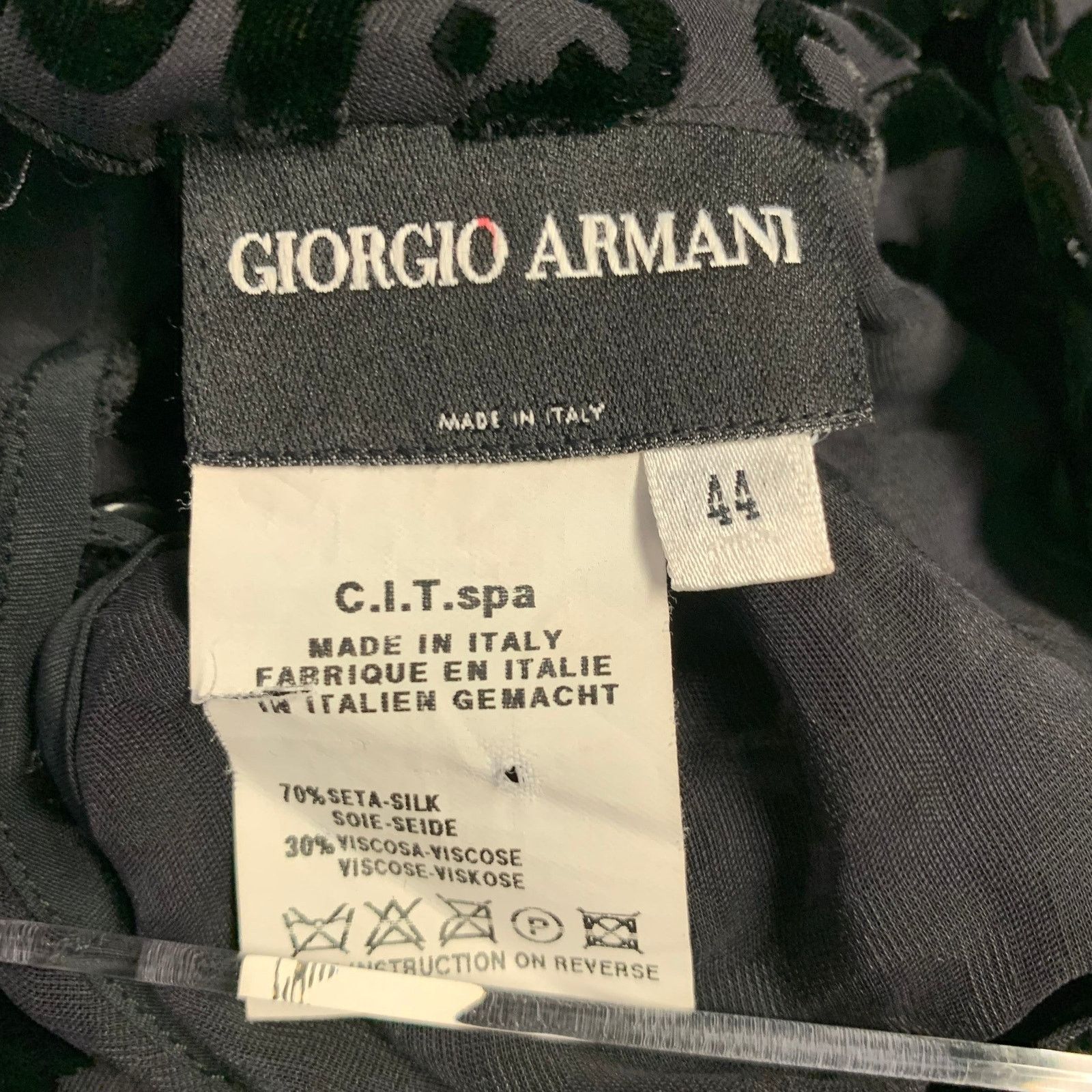 Giorgio Armani Size 8 Black Silk Blend Burnout High Neck Dress Top Size M / US 6-8 / IT 42-44 - 6 Thumbnail