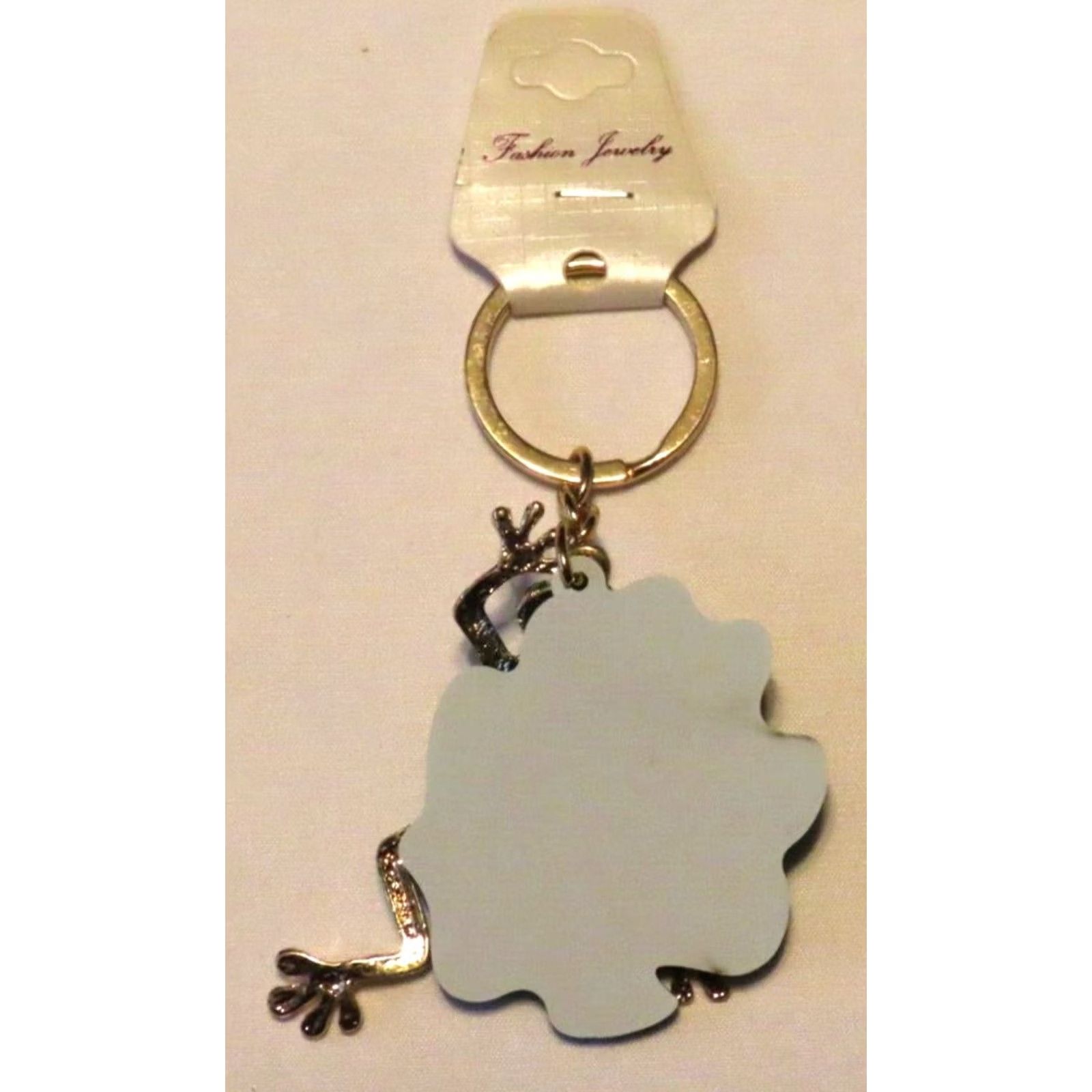 Vintage Unbranded Keyring Frog - Jeweled Enameled Metal Frog on Plastic Lily Pad, Green, 2.5" Size ONE SIZE - 3 Thumbnail