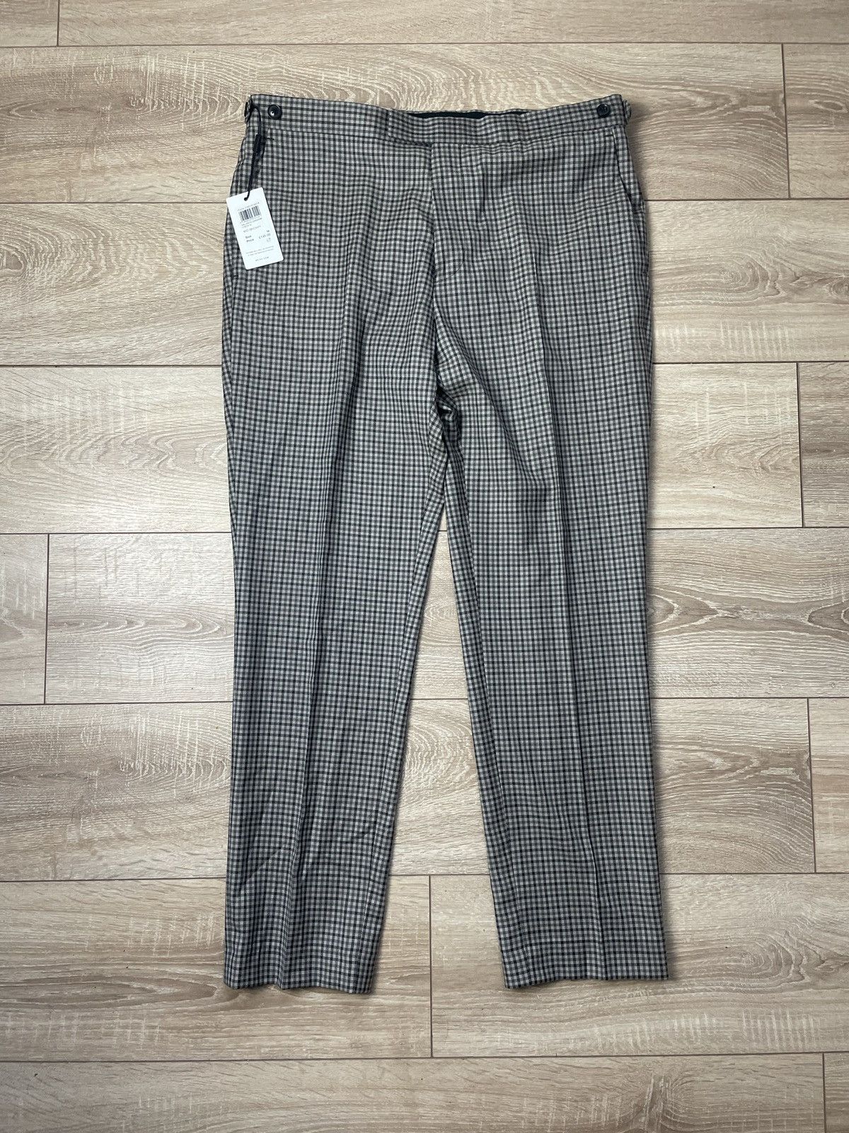 Reiss Reiss Vallarta Gingham Check Slim Pants In Mid Brown 34 inch Size 48R - 1 Thumbnail