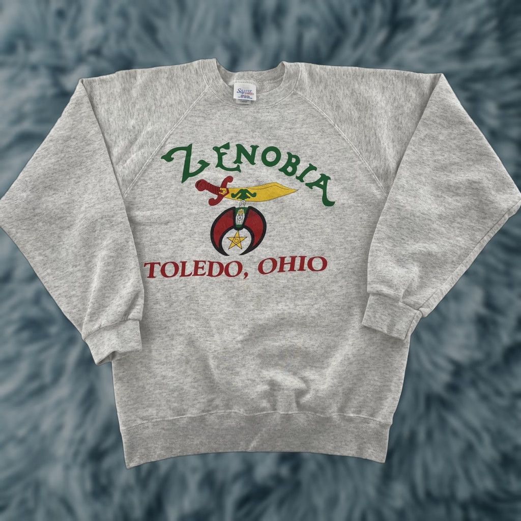 Vintage VINTAGE Santee Zenobia Shrine Logo Pullover Sweater Adult Large Gray Toledo Ohio Mens Size US L / EU 52-54 / 3 - 1 Thumbnail