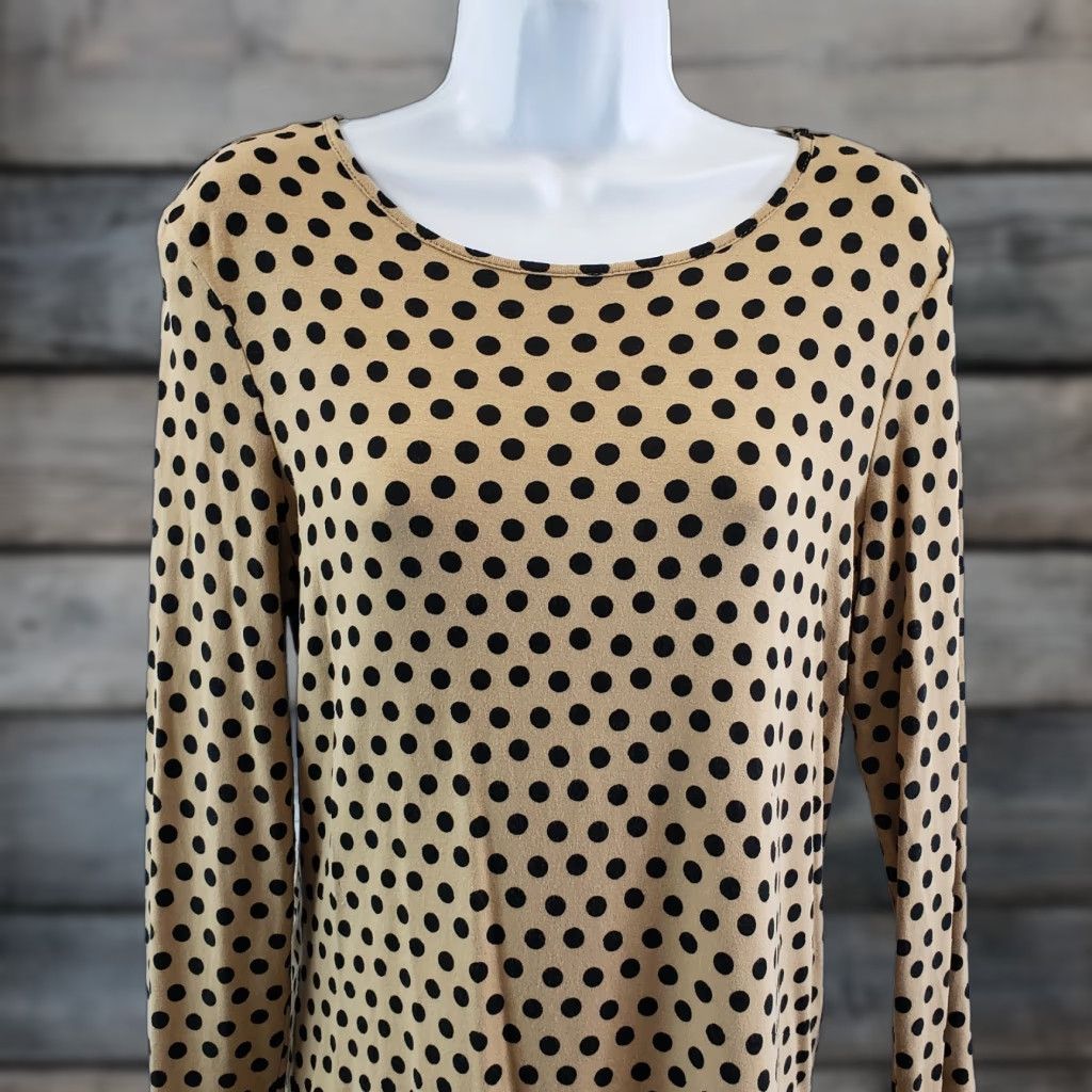 Vintage Chico's Womens Top Blouse Shirt Long Sleeve Polka Dot Rayon Blend Brown S Small Womens Size S / US 4 / IT 40 - 1 Thumbnail