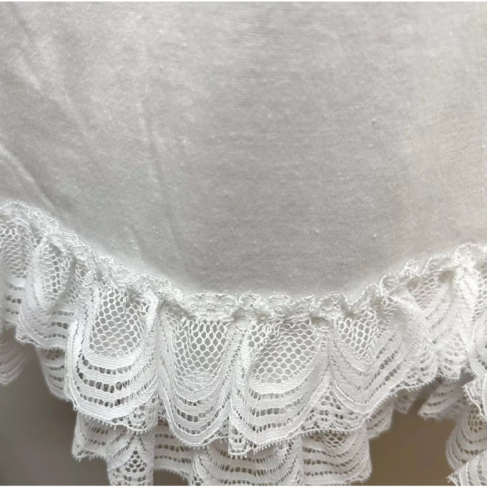 Vintage VINTAGE Cotton T Shirt Dress Puff Flutter Lace Sleeve Dainty Oversized One Size Size ONE SIZE - 5 Thumbnail