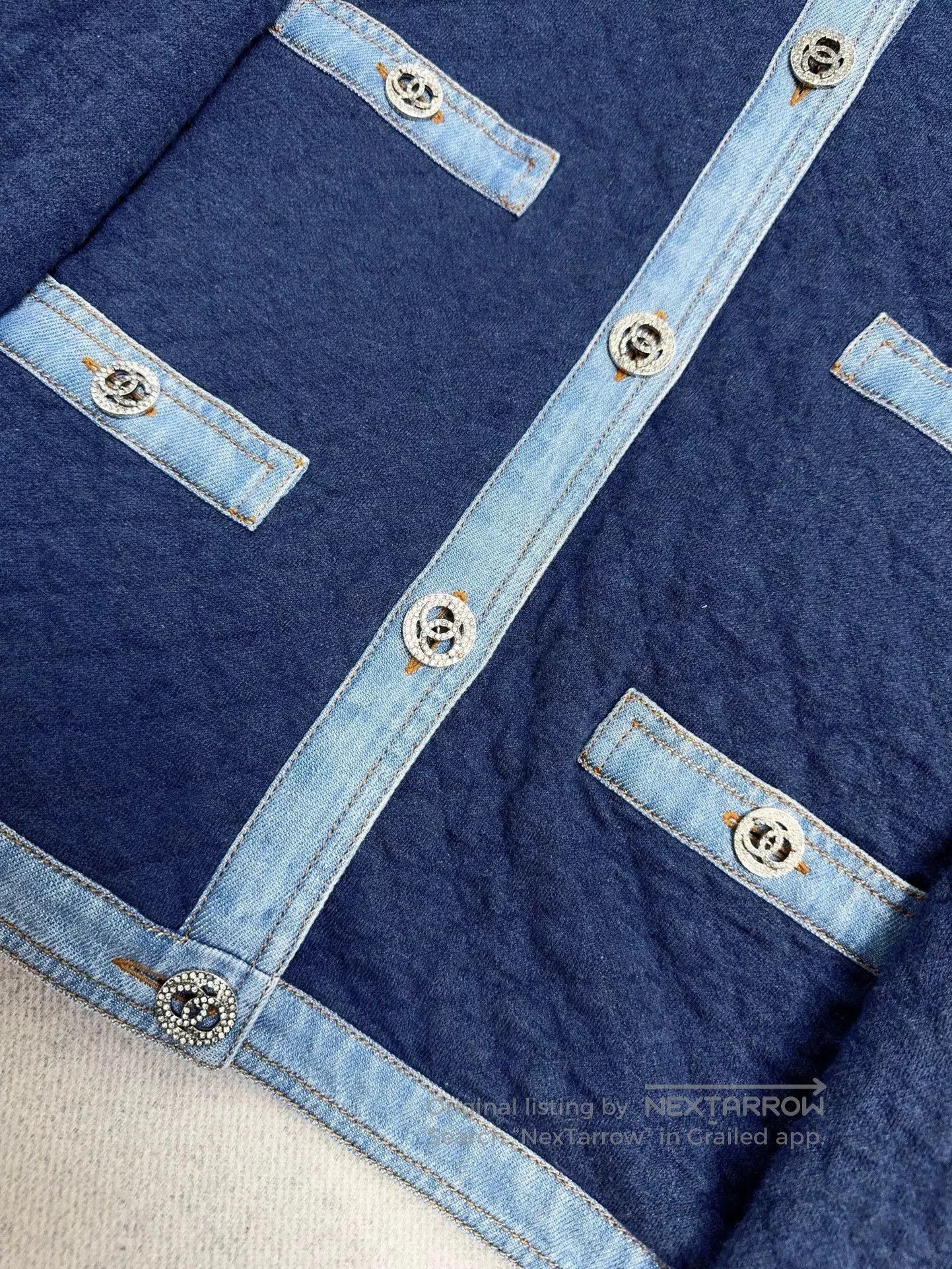 Chanel Chanel Blue Quilted Jacket with Denim Edges. Size US S / EU 44-46 / 1 - 4 Thumbnail
