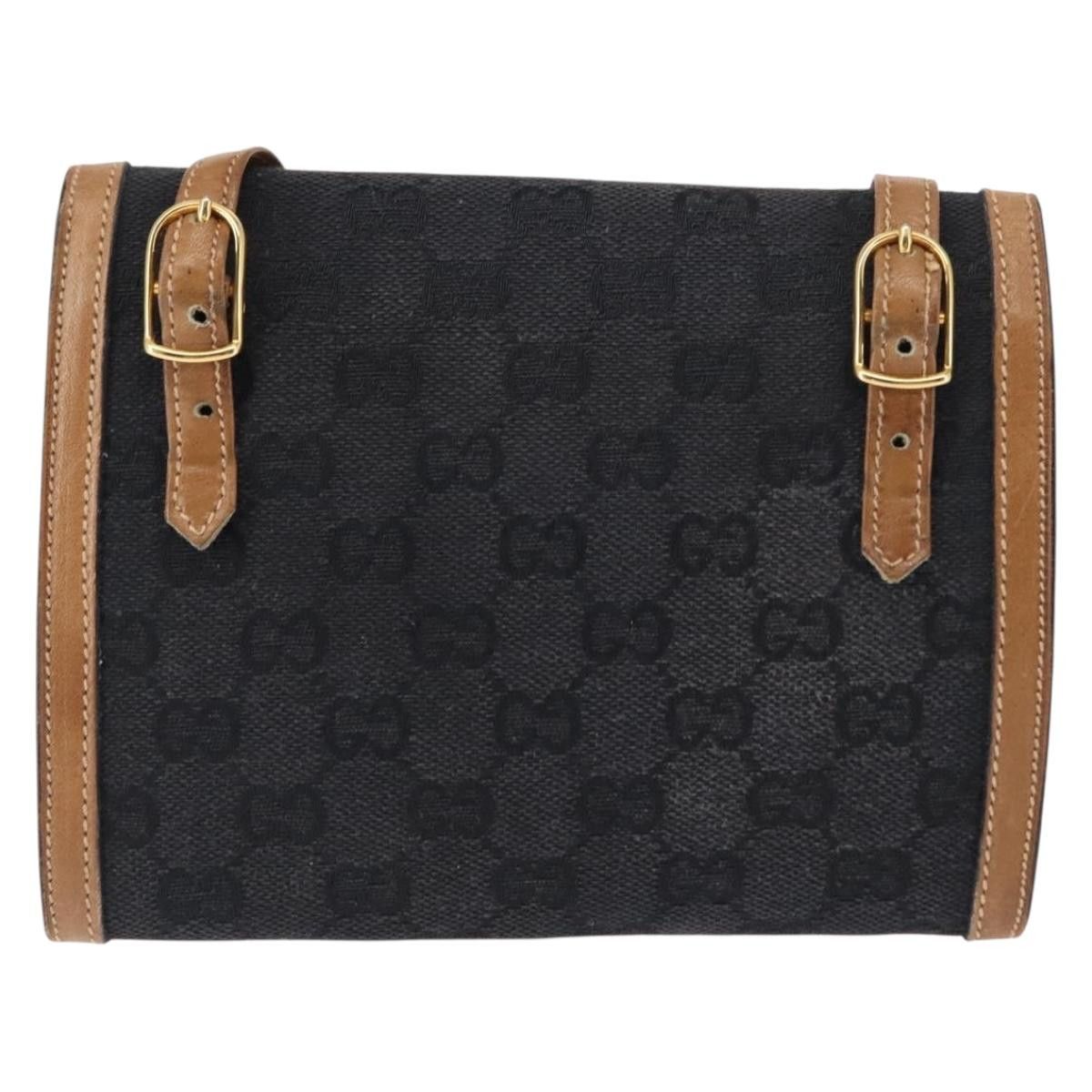 Gucci GUCCI GG Canvas Shoulder Bag Canvas Black Brown Size ONE SIZE - 3 Thumbnail