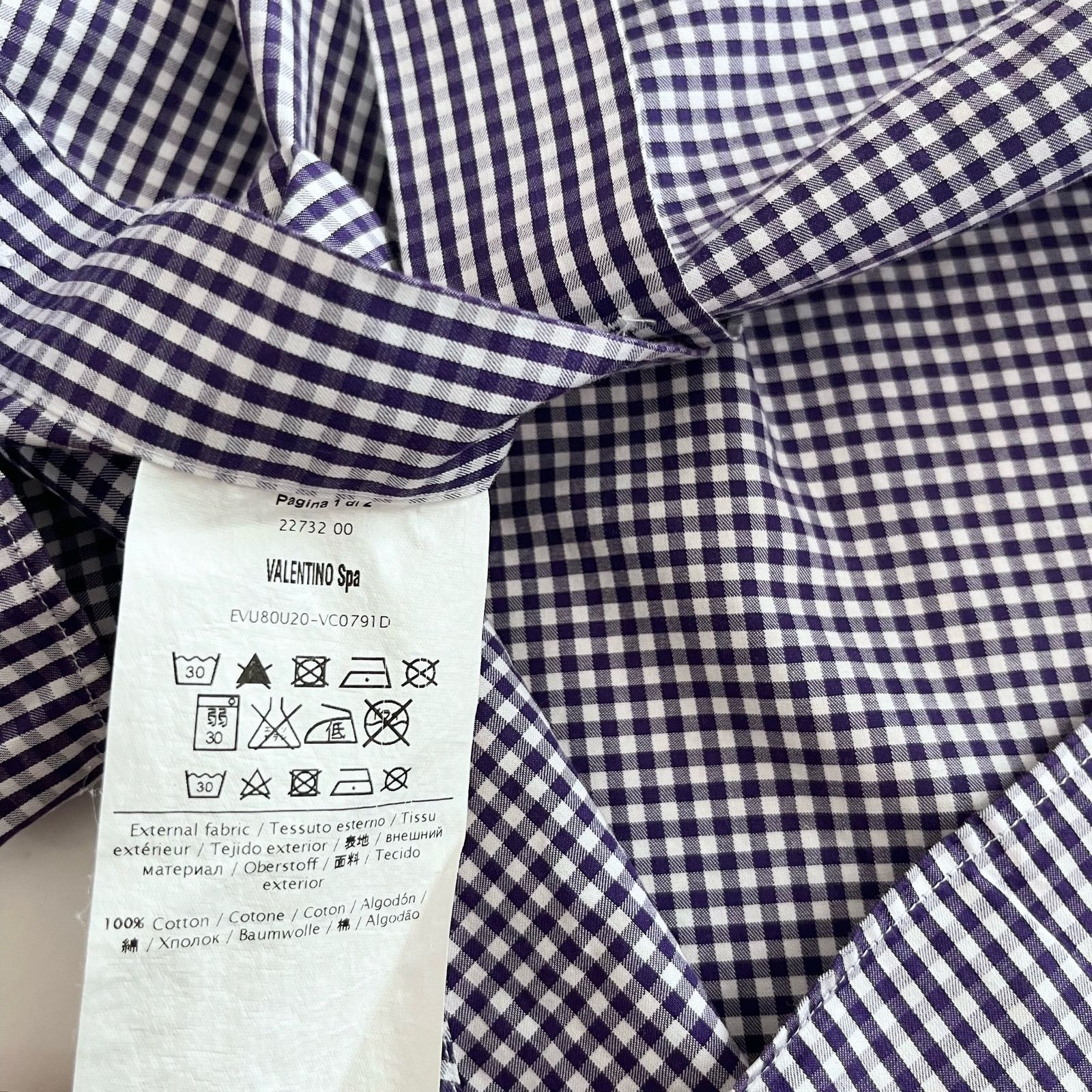 Valentino Valentino Tailored Fit Gingham Check Button Up Shirt Size US XS / EU 42 / 0 - 9 Thumbnail