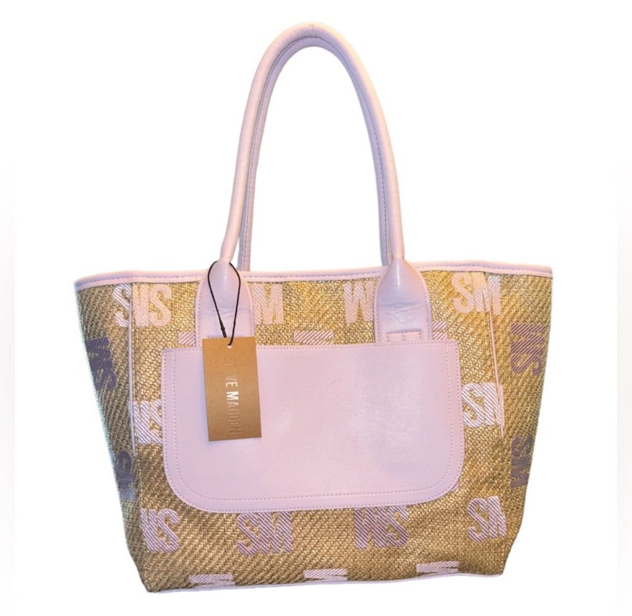 Steve Madden Steve Madden Gentle Lavender Raffia Tote Bag with Wristlet Size ONE SIZE - 2 Thumbnail