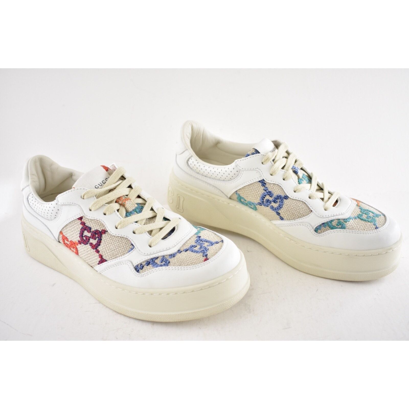 Gucci Gucci GG Logo White Platform Low Top Lace Up Tie Sneaker 40 Size US 10 / IT 40 - 4 Thumbnail