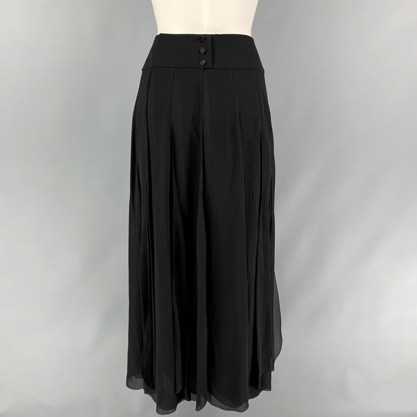 Chanel Chanel Size 6 Black Silk Pleated Wide Leg Skirt Size 28" / US 6 / IT 42 - 3 Thumbnail