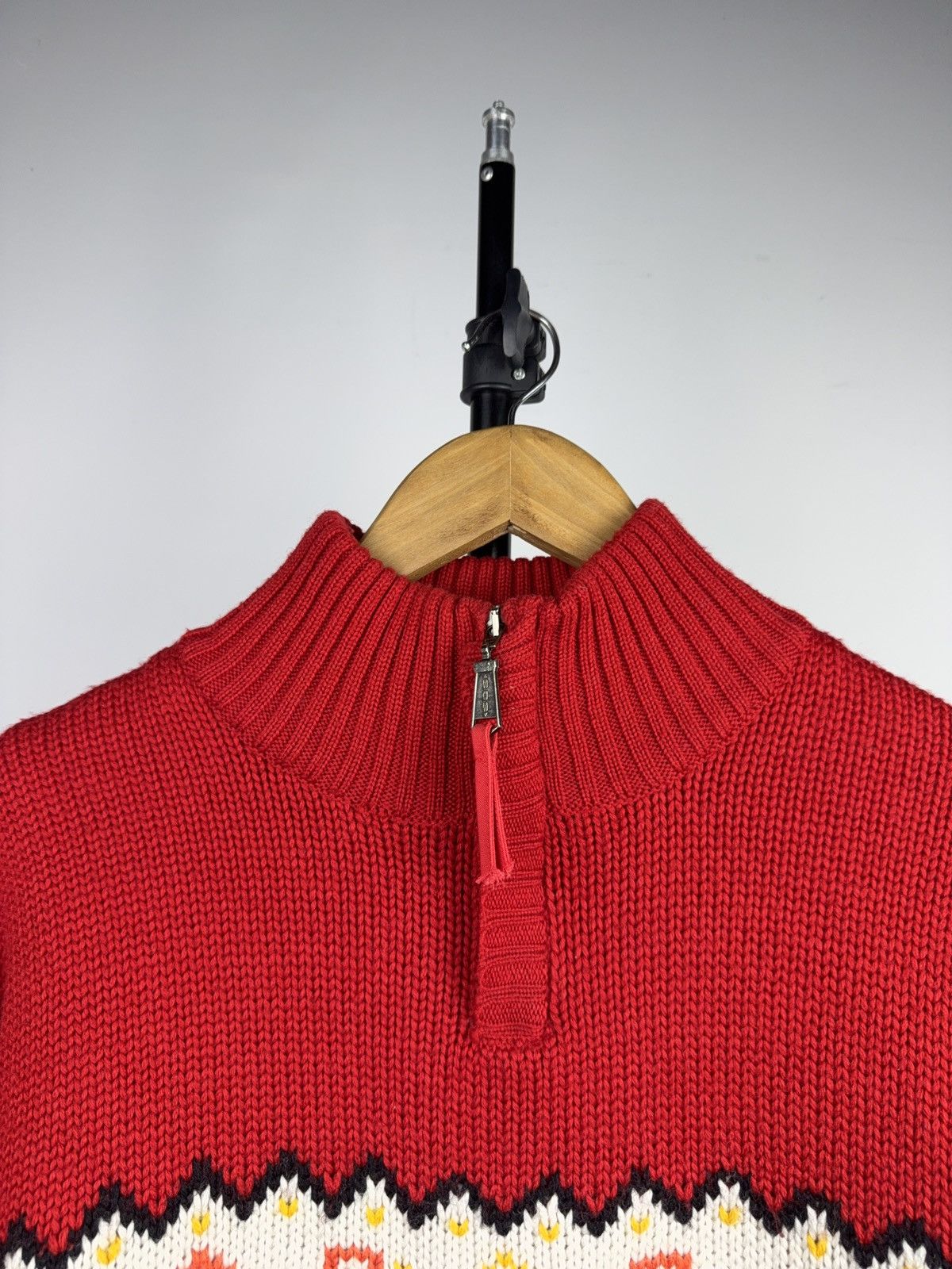 Vintage 00s Retro Rescue SOS Nordic Wool Zip Ski Sweater Red Size US XL / EU 56 / 4 - 5 Thumbnail
