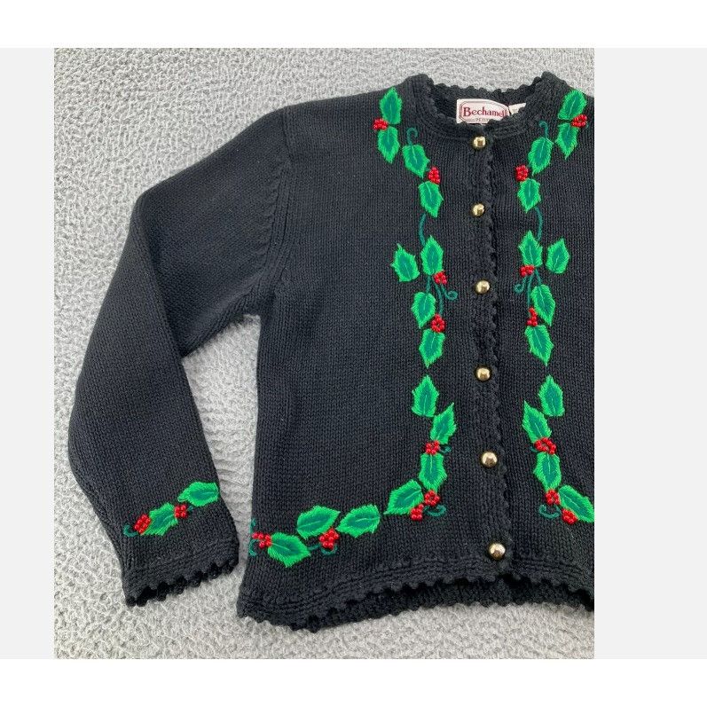 Designer Vintage Bechamel Sweater Womens Sz L Christmas Cardigan Blac Size L / US 10 / IT 46 - 5 Thumbnail