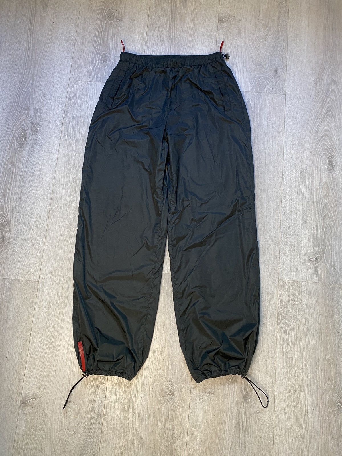 image of Red Tab Prada Sport Nylon Track Pants Vintage in Green, Men's (Size 30)