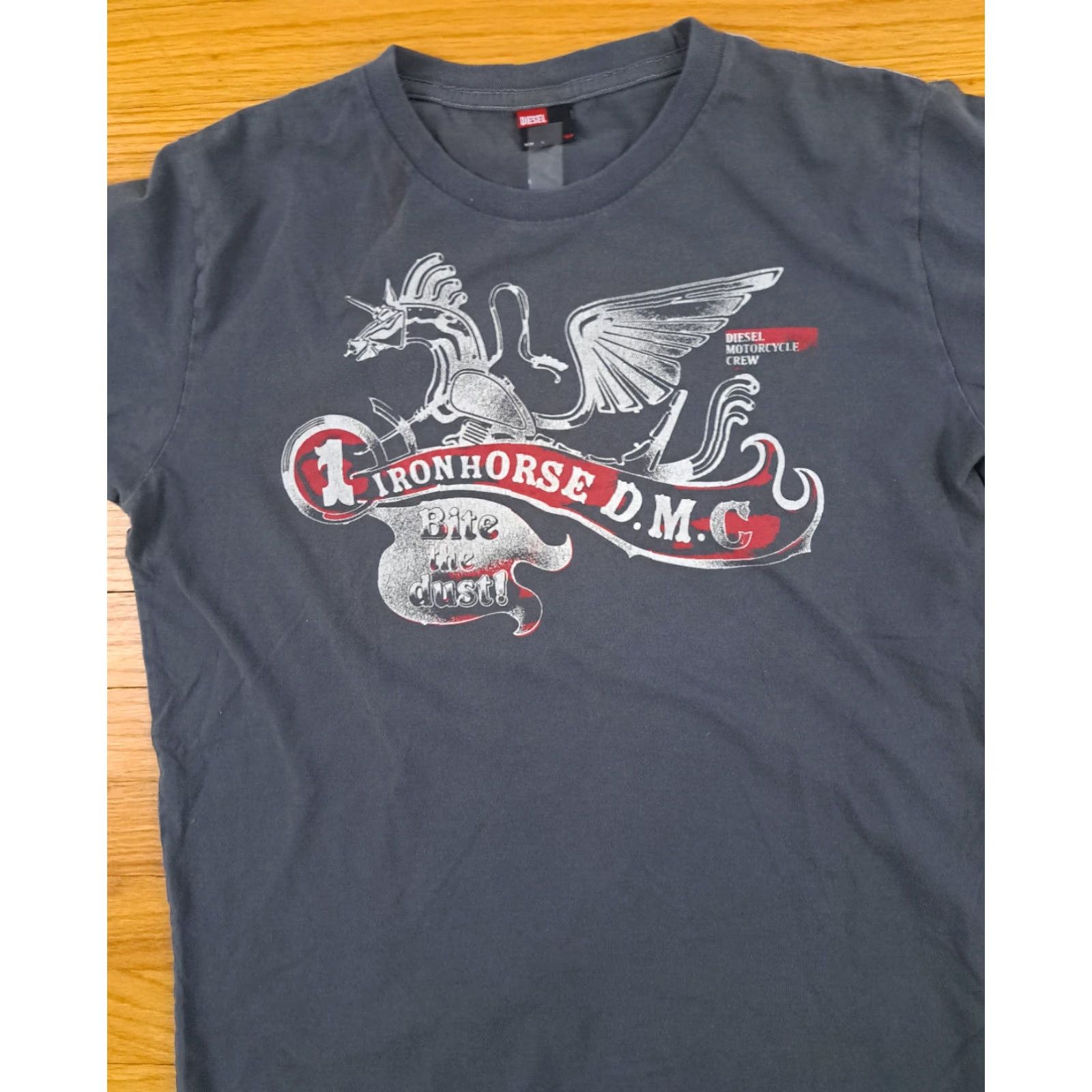 Diesel VINTAGE Diesel Motorcycle T-Shirt M Mens Short Sleeve Light Black 90s Iron Horse Diesel Motorcycle Club 22in pit to pit 26in long Size US M / EU 48-50 / 2 - 3 Thumbnail