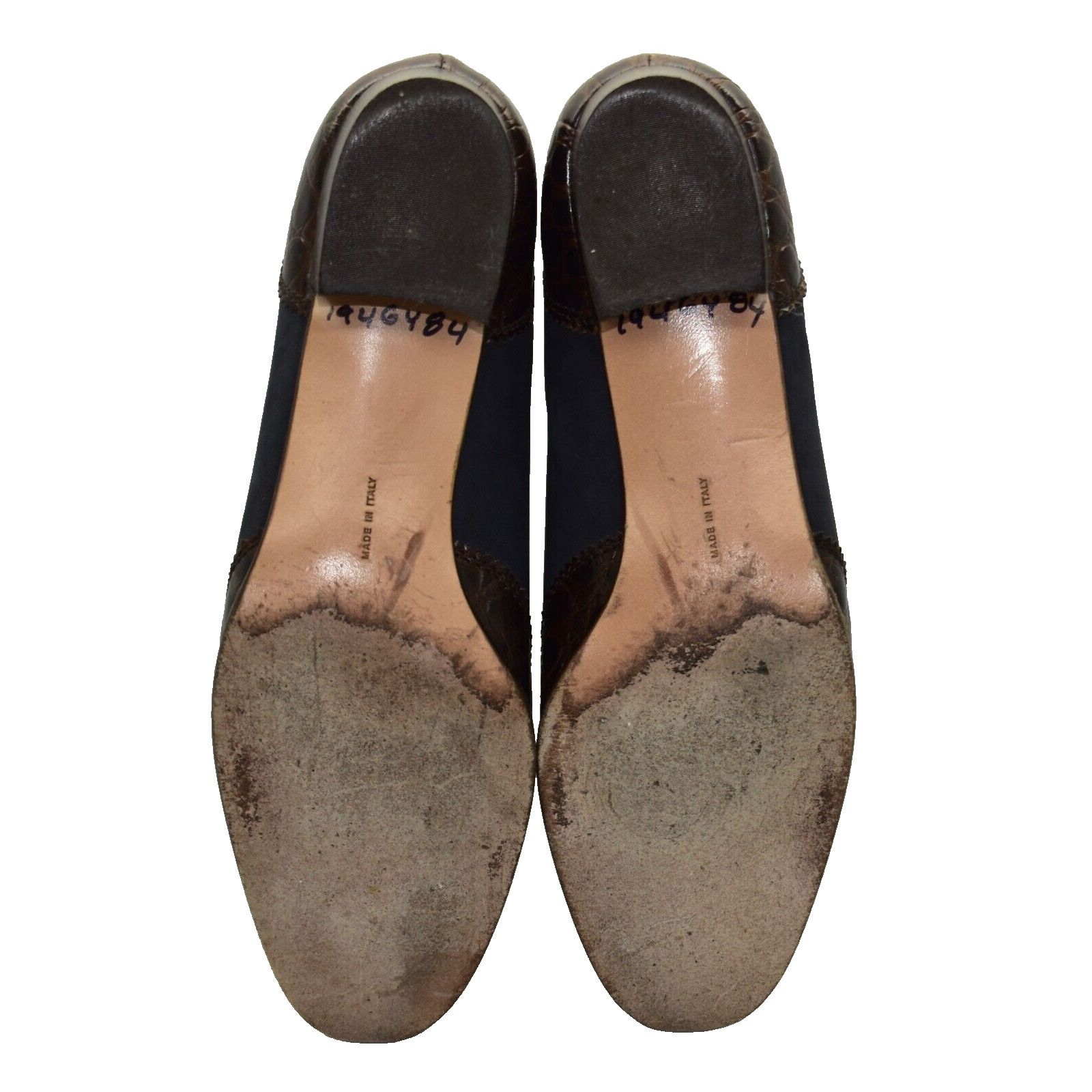 Salvatore Ferragamo SALVATORE FERRAGAMO Brown Croc Embossed Leather Pumps 7.5 Size US 7.5 / IT 37.5 - 5 Thumbnail
