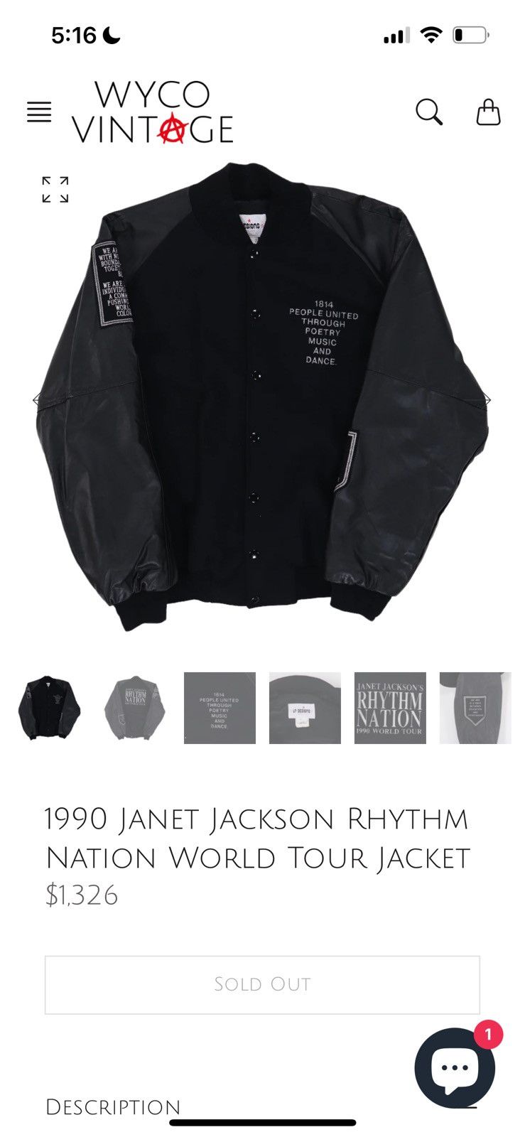 Vintage Janet Jackson 1990 World Tour Varsity Jacket Size US XL / EU 56 / 4 - 3 Thumbnail