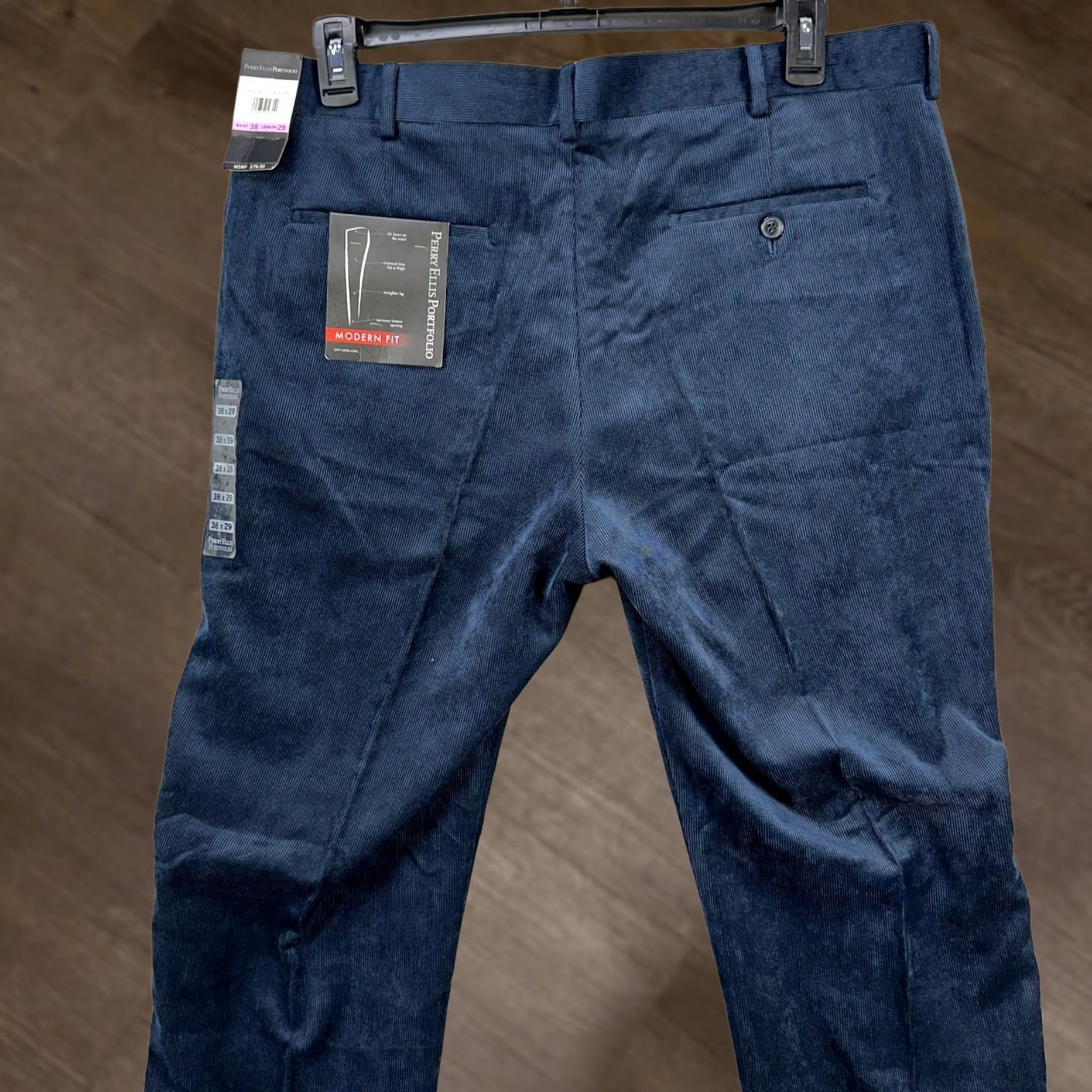 Perry Ellis Perry Ellis Portfolio Pants Corduroy Mens 38X29 Blue Modern Fit NEW Size US 38 / EU 54 - 1 Thumbnail