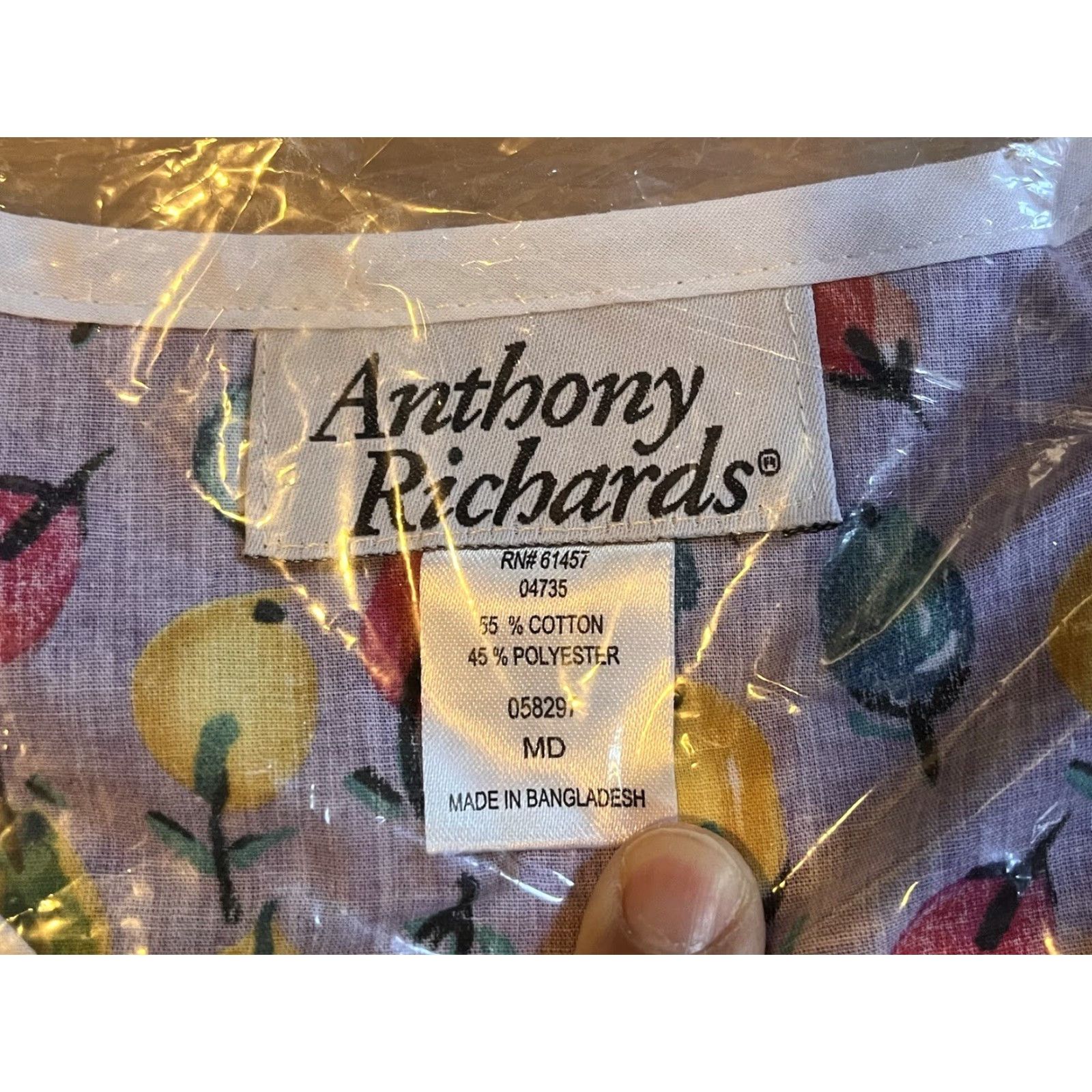 Vintage VINTAGE Anthony Richards Flowered Shirt Women’s Medium Purple Pearl Button Shirt Size M / US 6-8 / IT 42-44 - 2 Thumbnail