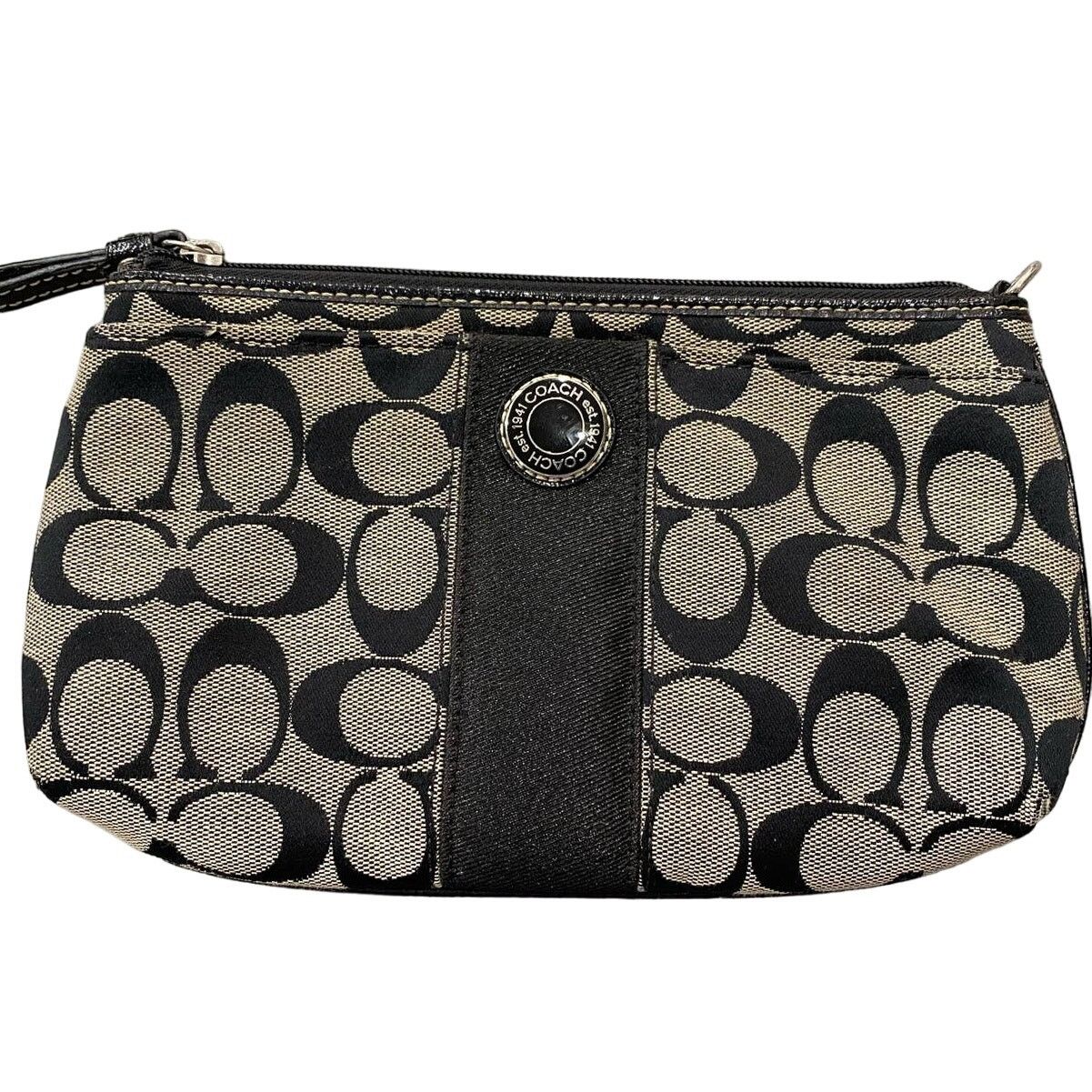 Coach Coach Black Logo Wristlet Zipper Pouch Size ONE SIZE - 1 Thumbnail