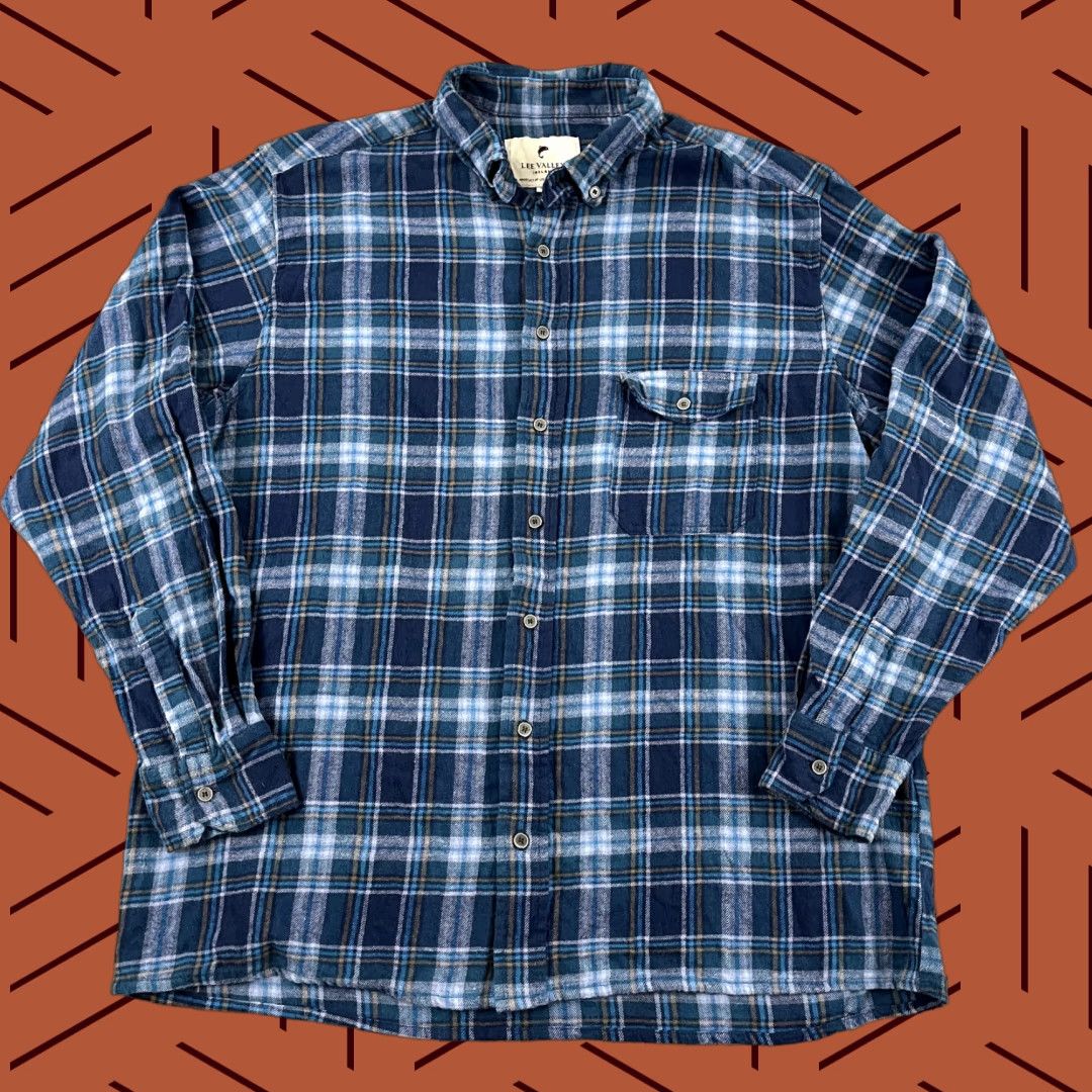 Lee VINTAGE Lee Valley Men's Flannel Shirt XL Blue Plaid Button-Down Ireland Casual Winter Size US XL / EU 56 / 4 - 1 Thumbnail