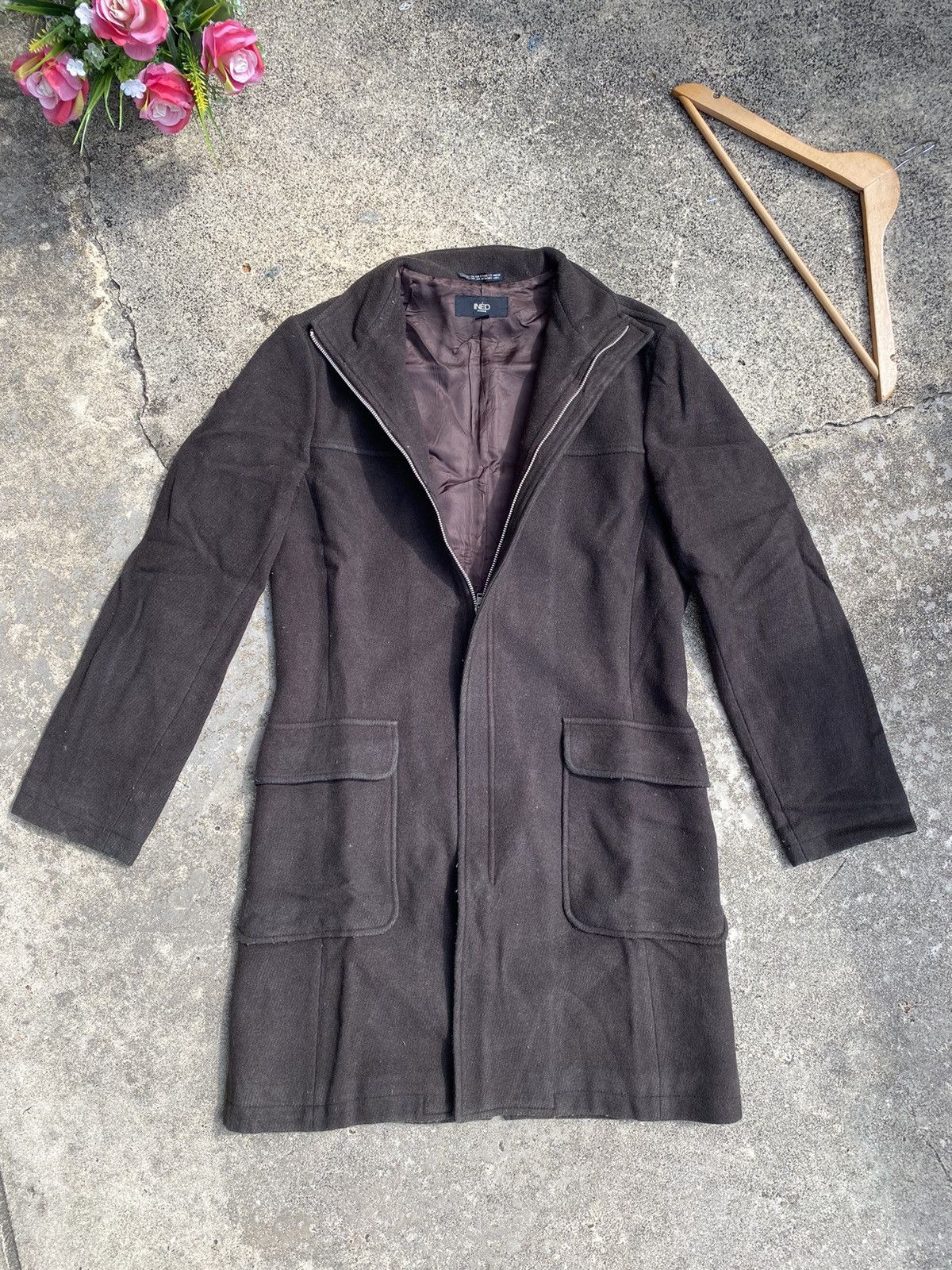 Japanese Brand × Vintage Vintage Ined Wool Coat Long Jacket Size ONE SIZE - 2 Thumbnail