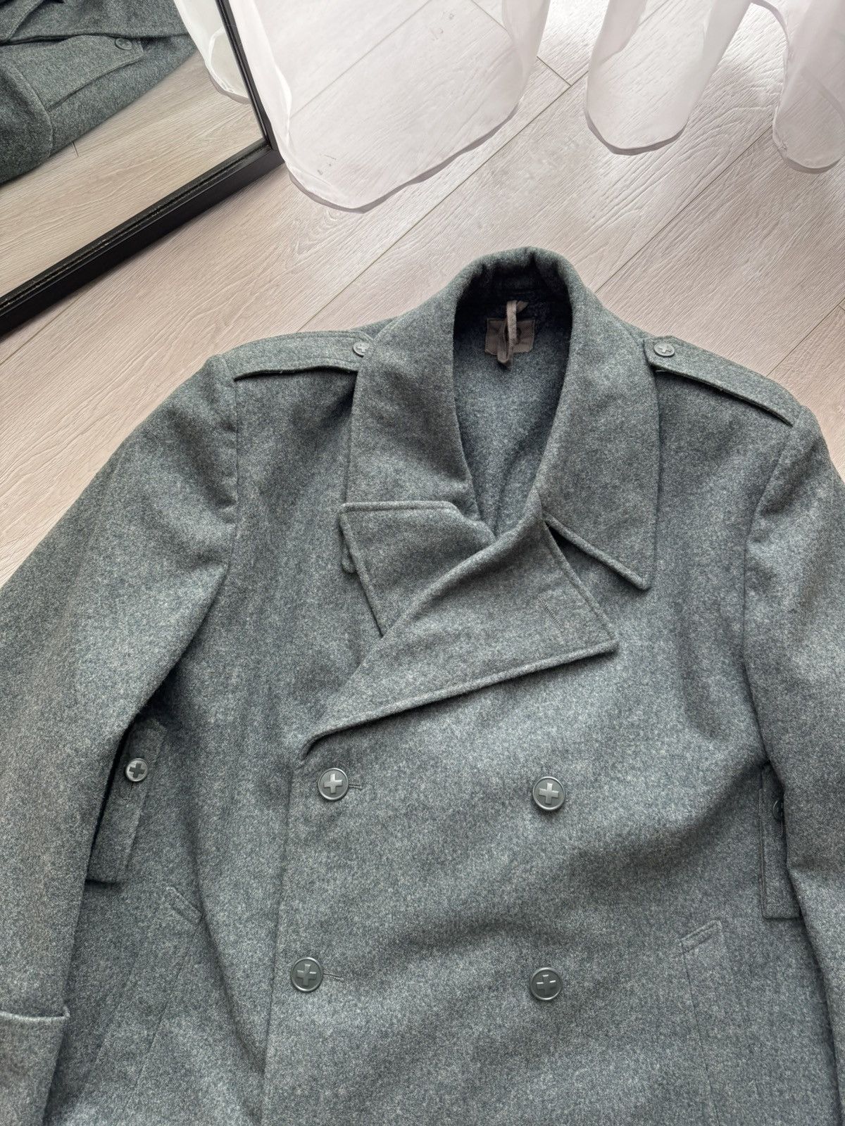 Vintage Vintage 1960s Swiss Army Wool Military Coat Officer Overcoat Size US M / EU 48-50 / 2 - 2 Thumbnail