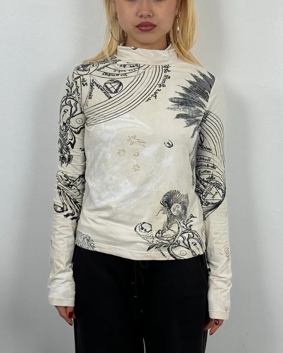 Just Cavalli AW2003 Cavalli Beige Turtleneck Longsleeve Size XS / US 0-2 / IT 36-38 - 2 Thumbnail