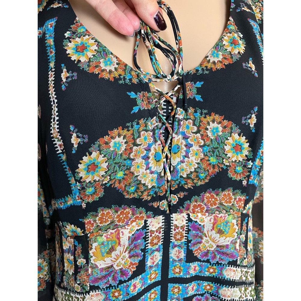 Nanette Lepore Nanette Lepore Silk Patchwork Long Sleeve Mini Dress Size 1 Size XL / US 12-14 / IT 48-50 - 3 Thumbnail